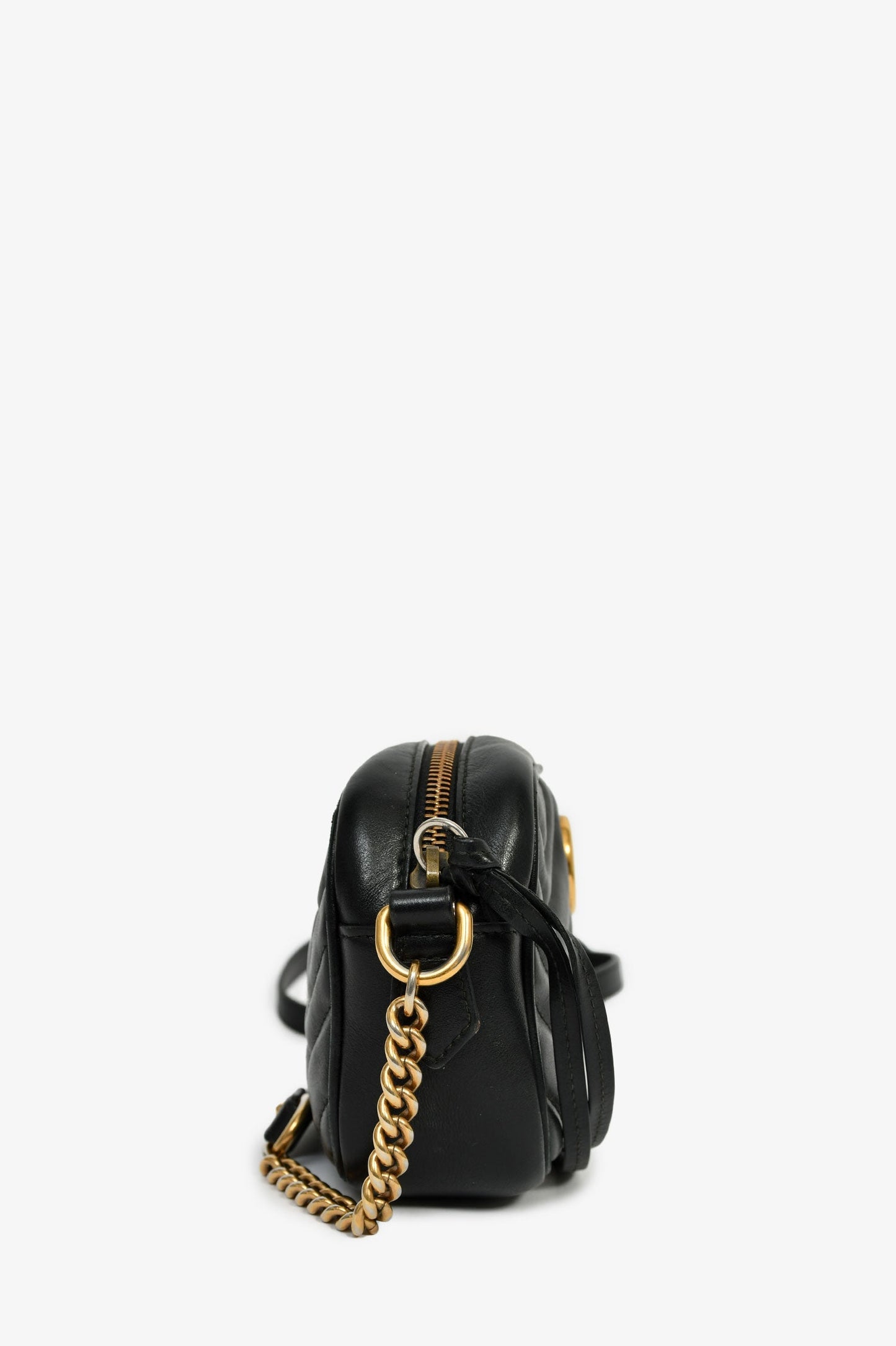 Gucci Black Leather GG Marmont Crossbody Bag