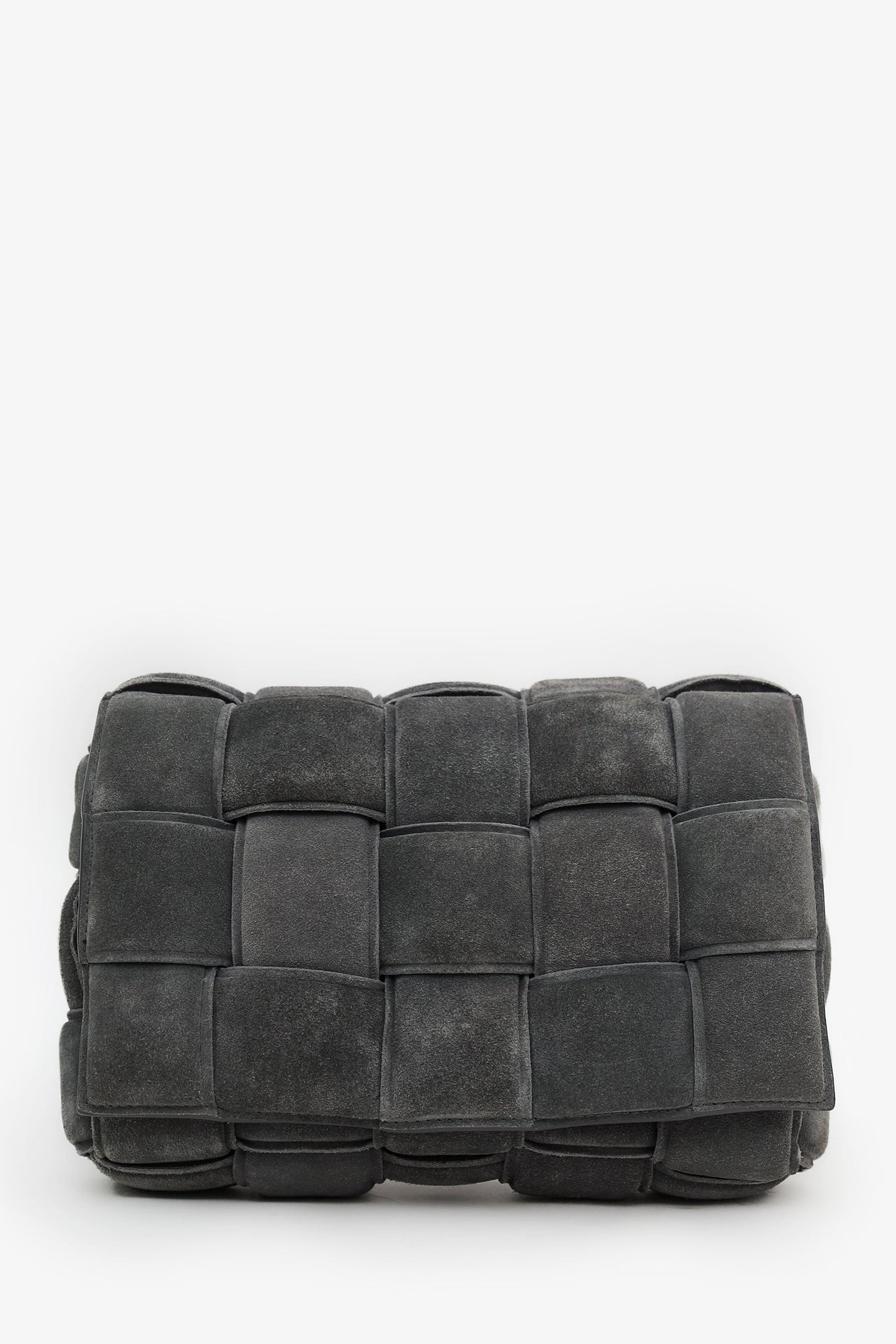 Bottega Veneta Grey Suede Padded Cassette Crossbody Bag