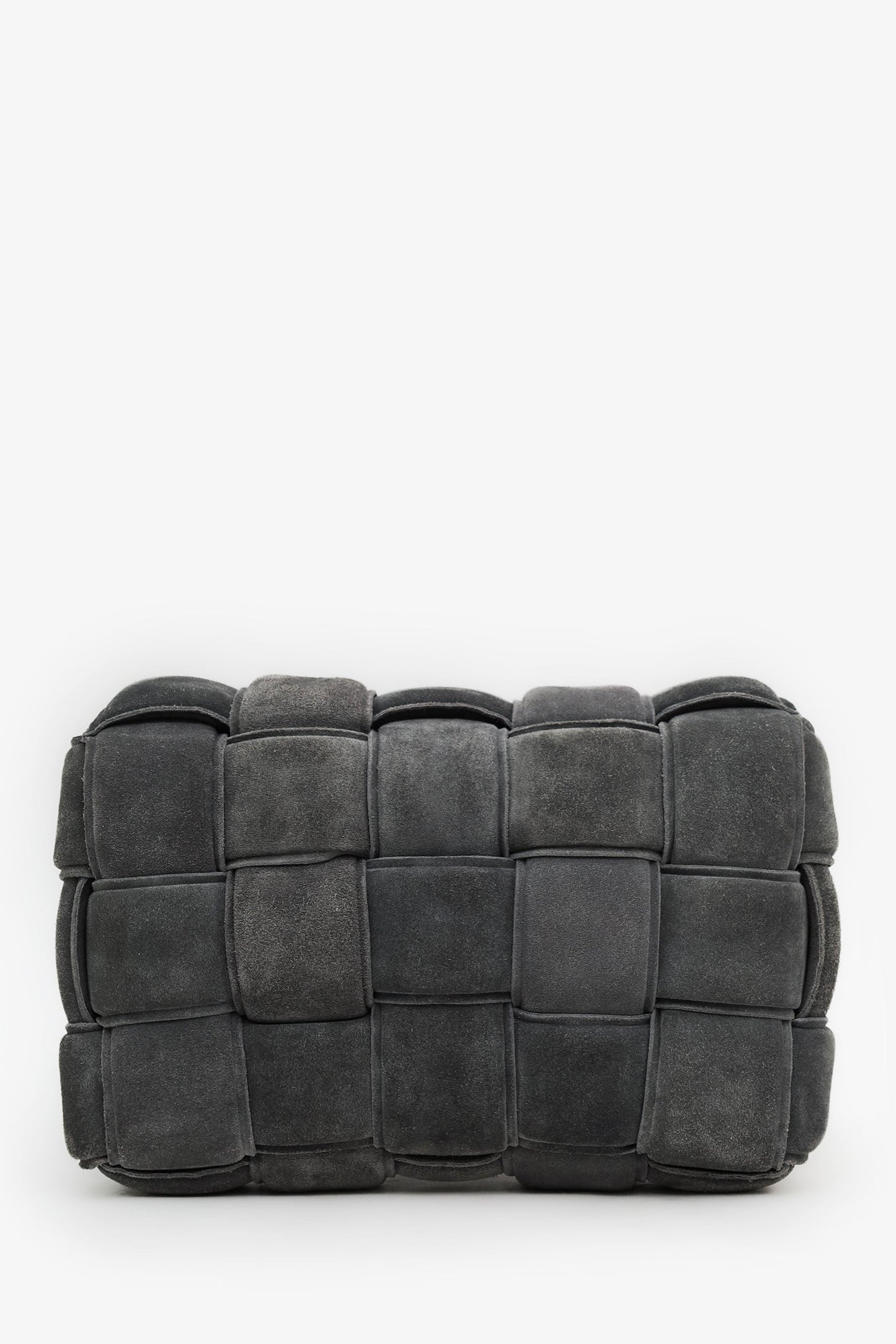 Bottega Veneta Grey Suede Padded Cassette Crossbody Bag