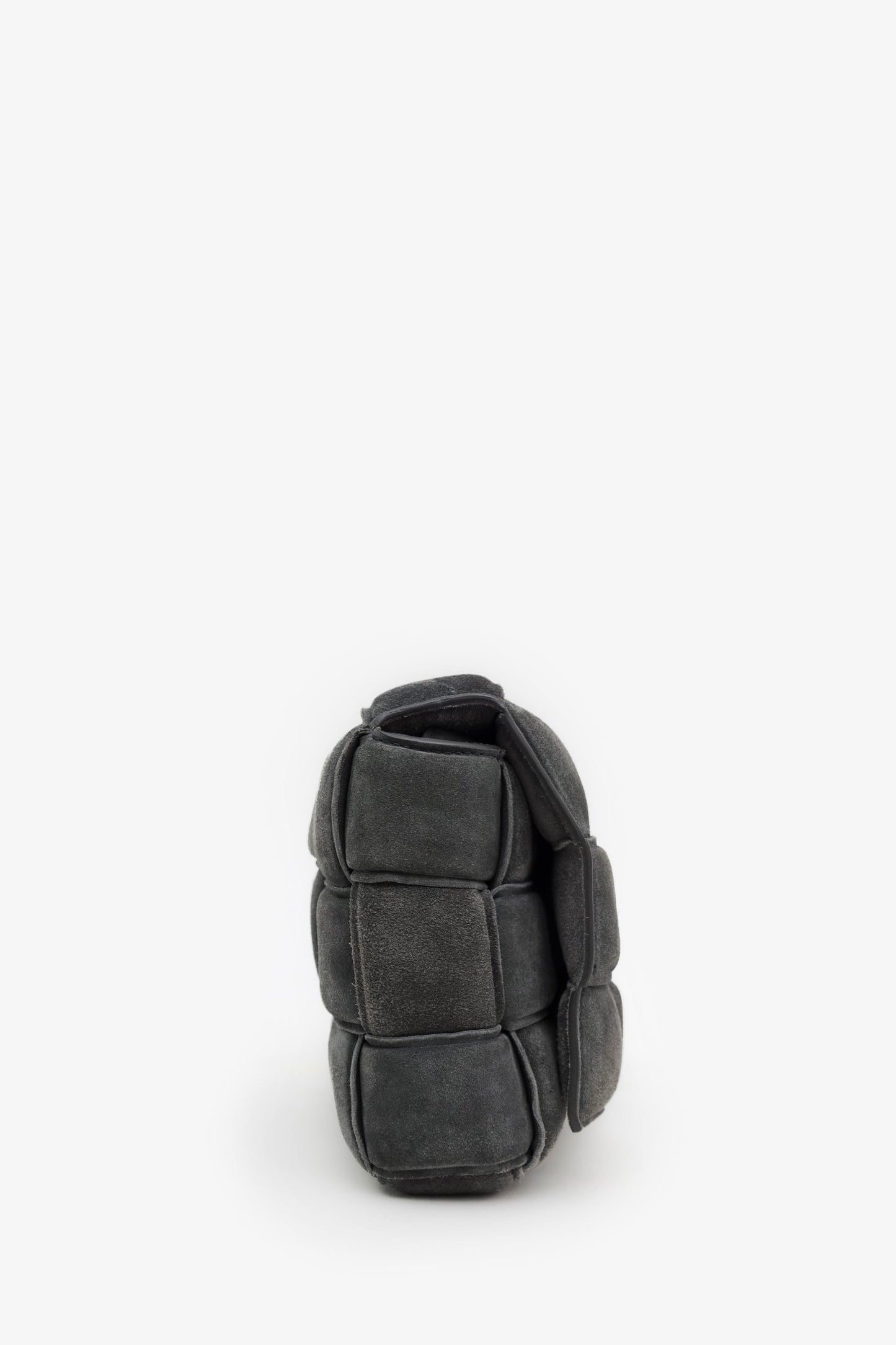 Bottega Veneta Grey Suede Padded Cassette Crossbody Bag
