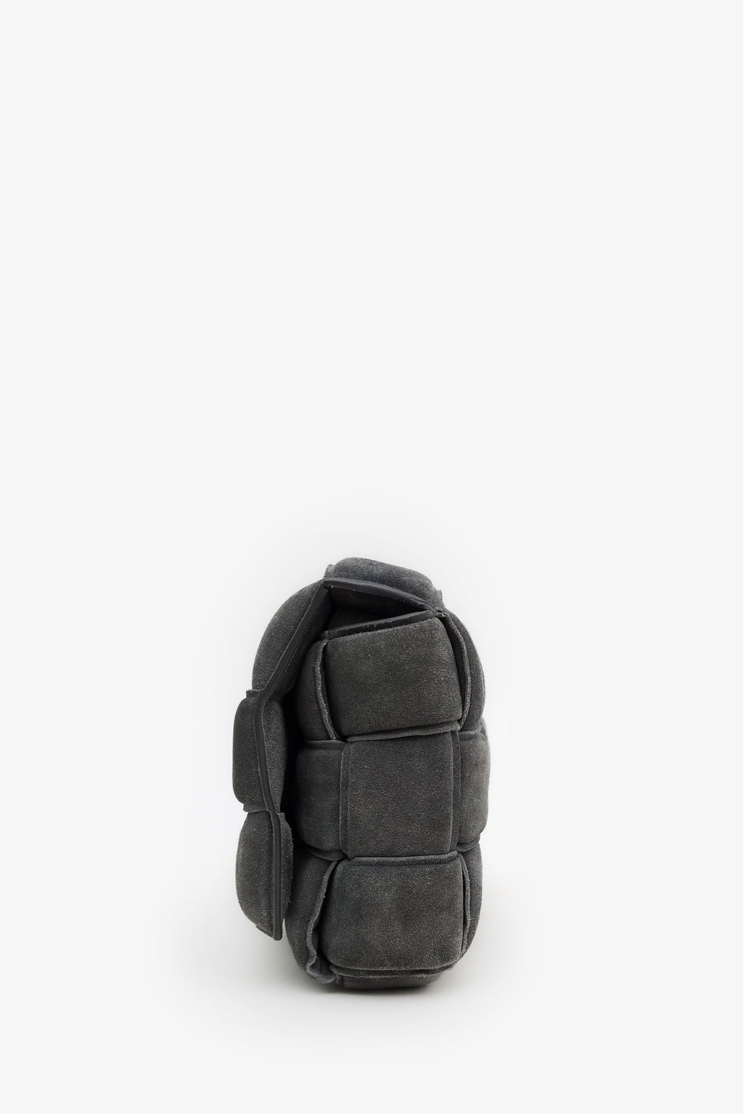 Bottega Veneta Grey Suede Padded Cassette Crossbody Bag