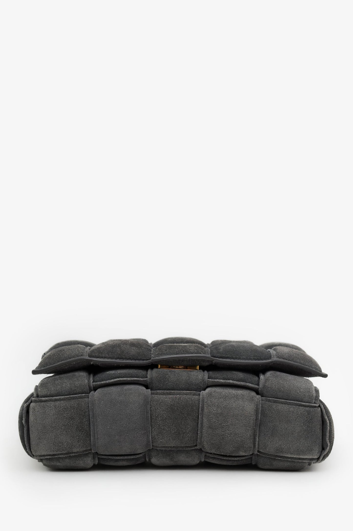 Bottega Veneta Grey Suede Padded Cassette Crossbody Bag