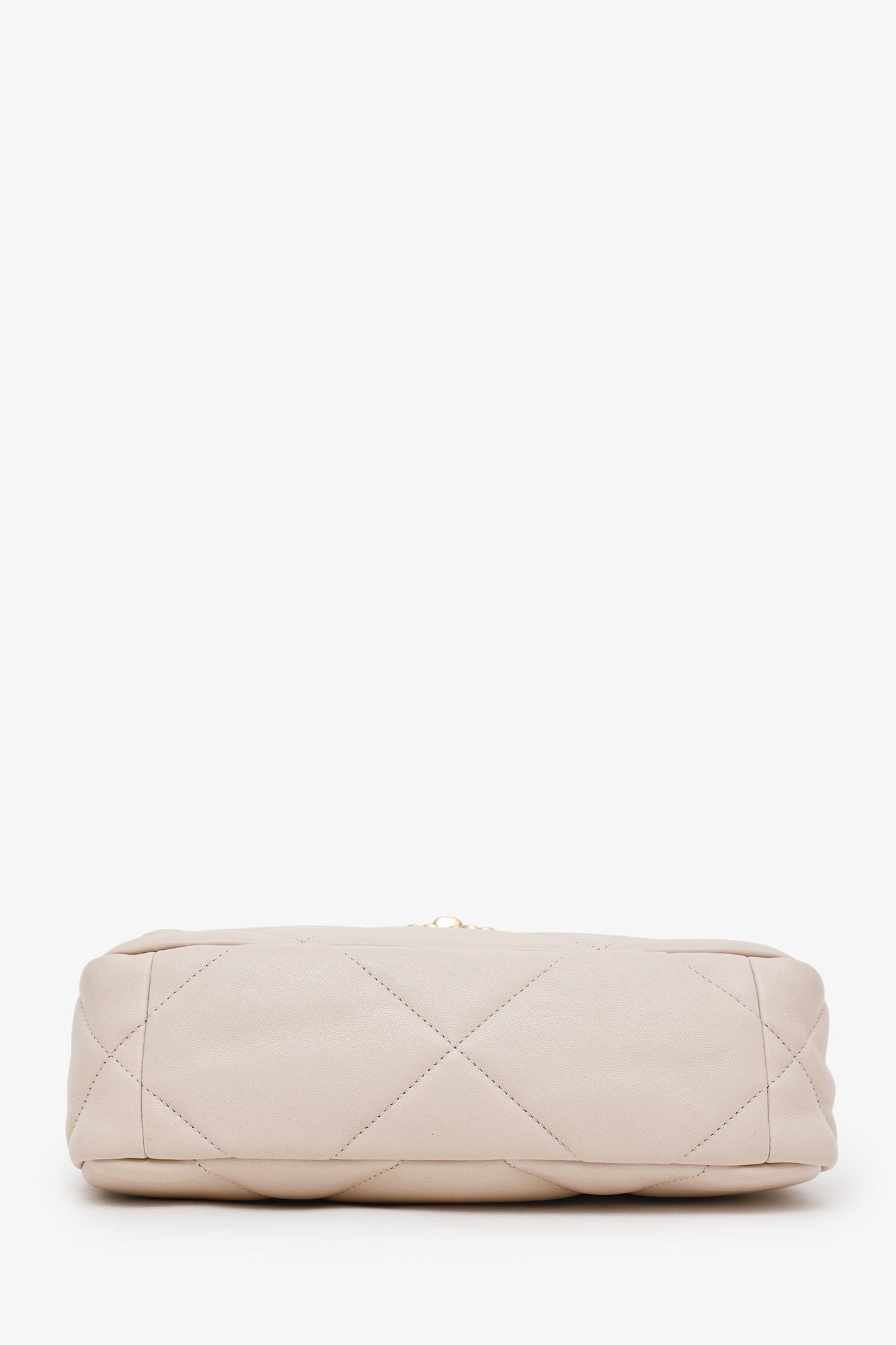 Chanel™ 2022 Beige Goatskin Leather 'Chanel 19' Small Flap Shoulder Bag