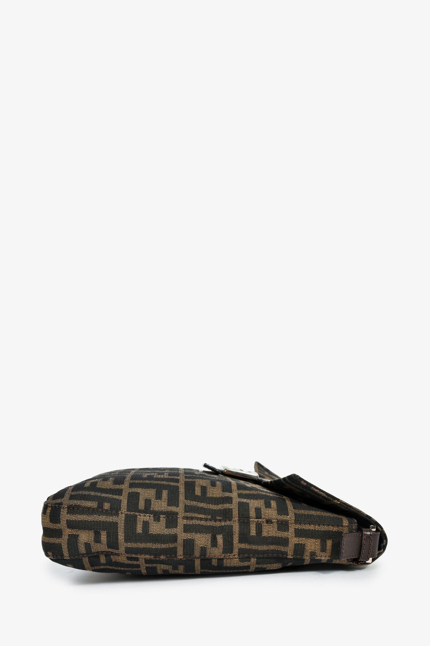 Fendi Brown FF Zucca Canvas Square Baguette Shoulder Bag