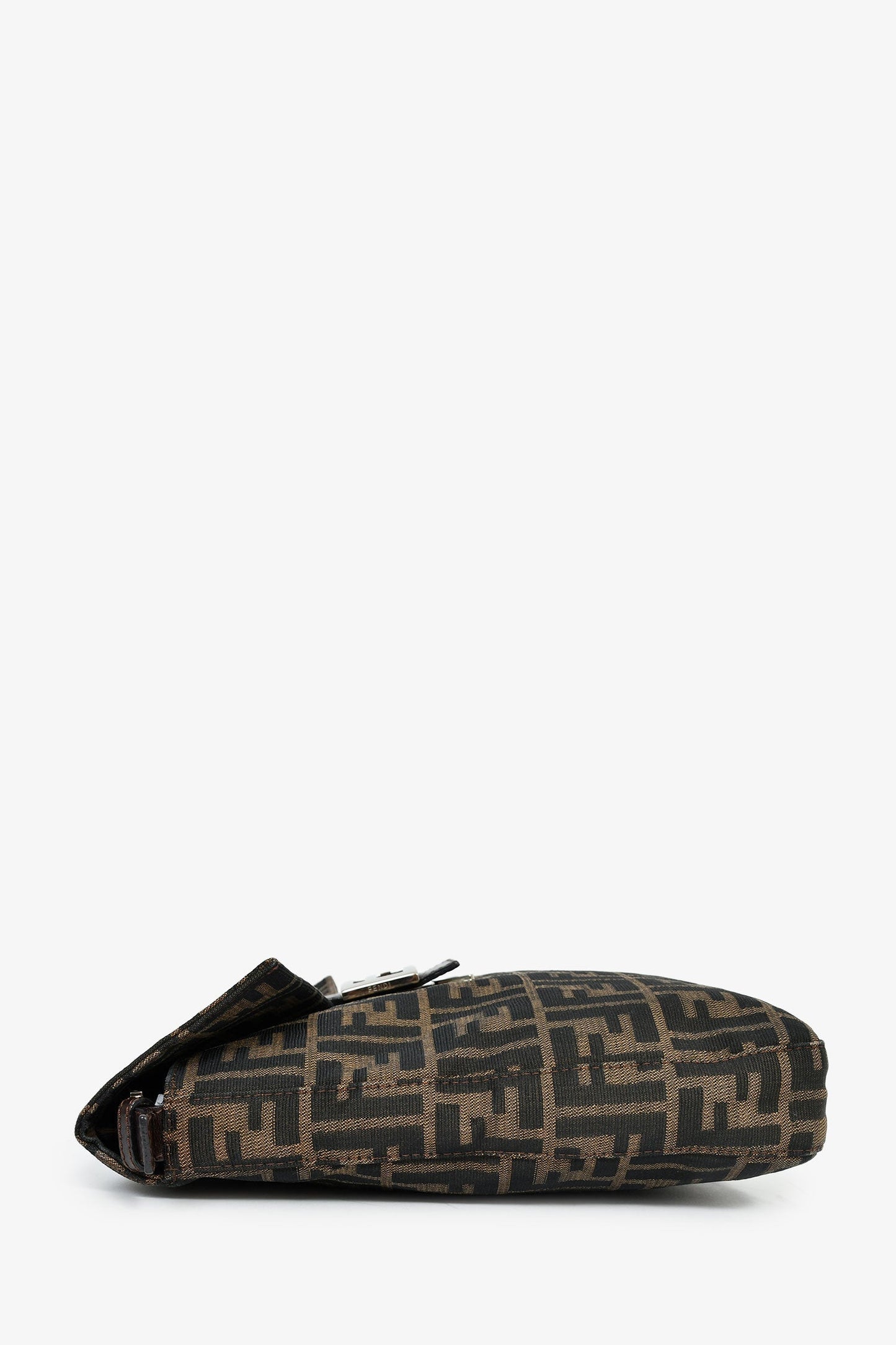 Fendi Brown FF Zucca Canvas Square Baguette Shoulder Bag