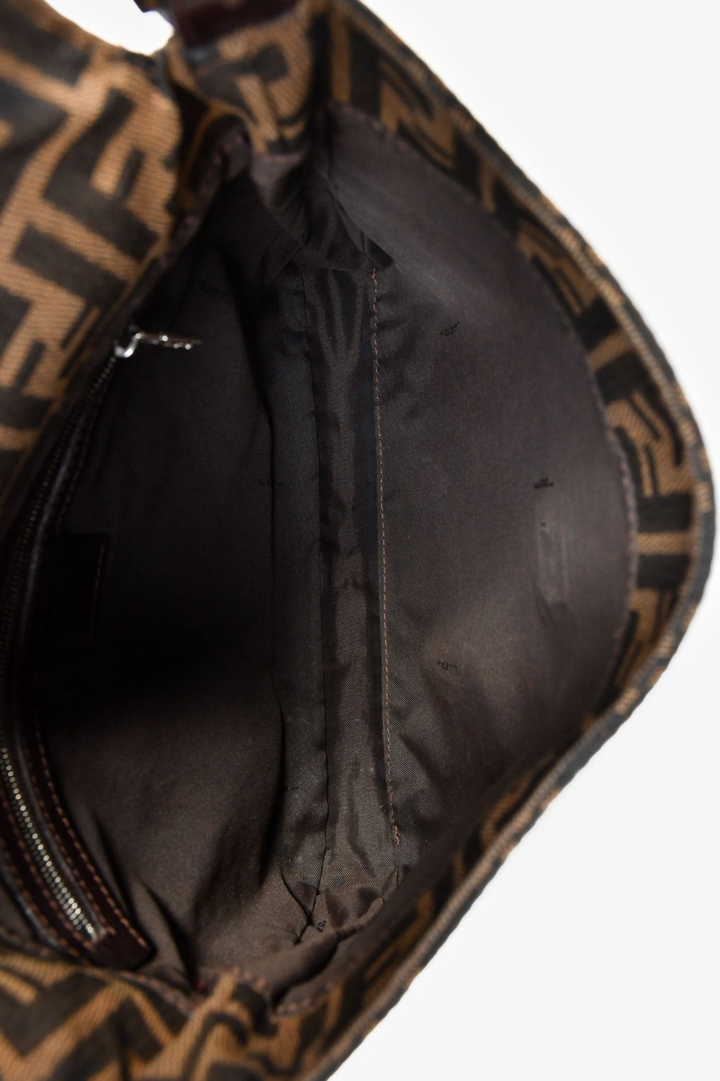 Fendi Brown FF Zucca Canvas Square Baguette Shoulder Bag