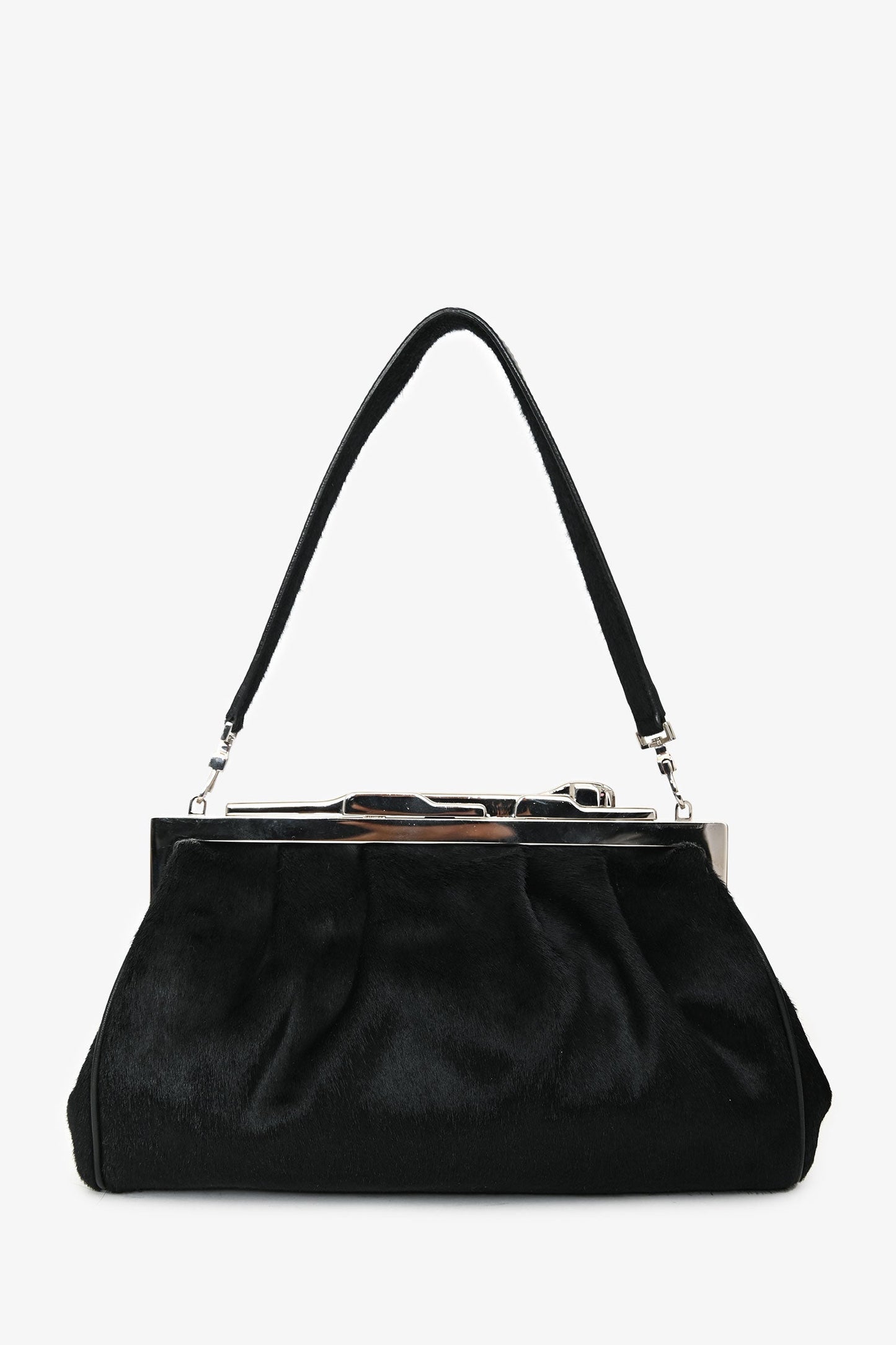 Cartier Black Pony Hair 'Panthere' Clutch With Strap