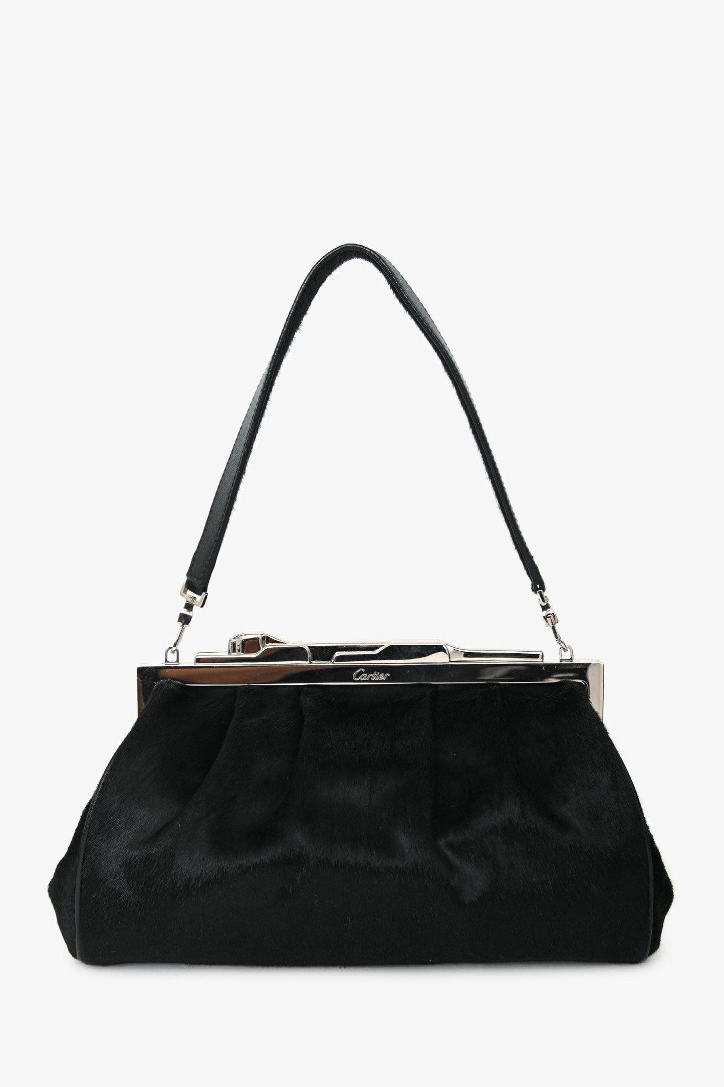 Cartier Black Pony Hair 'Panthere' Clutch With Strap