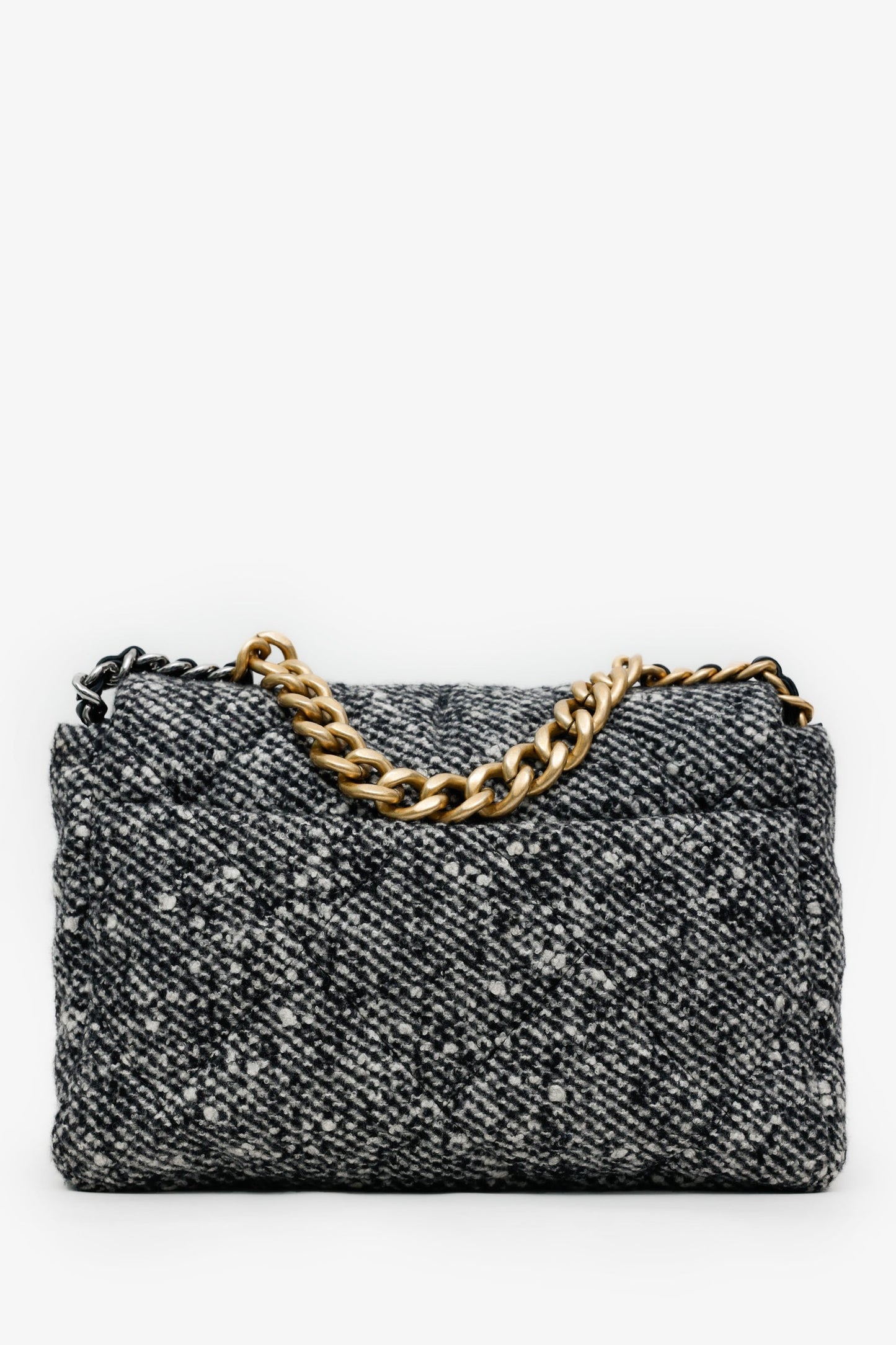 Chanel™ Black/Gray Tweed Medium 19 Flap Bag