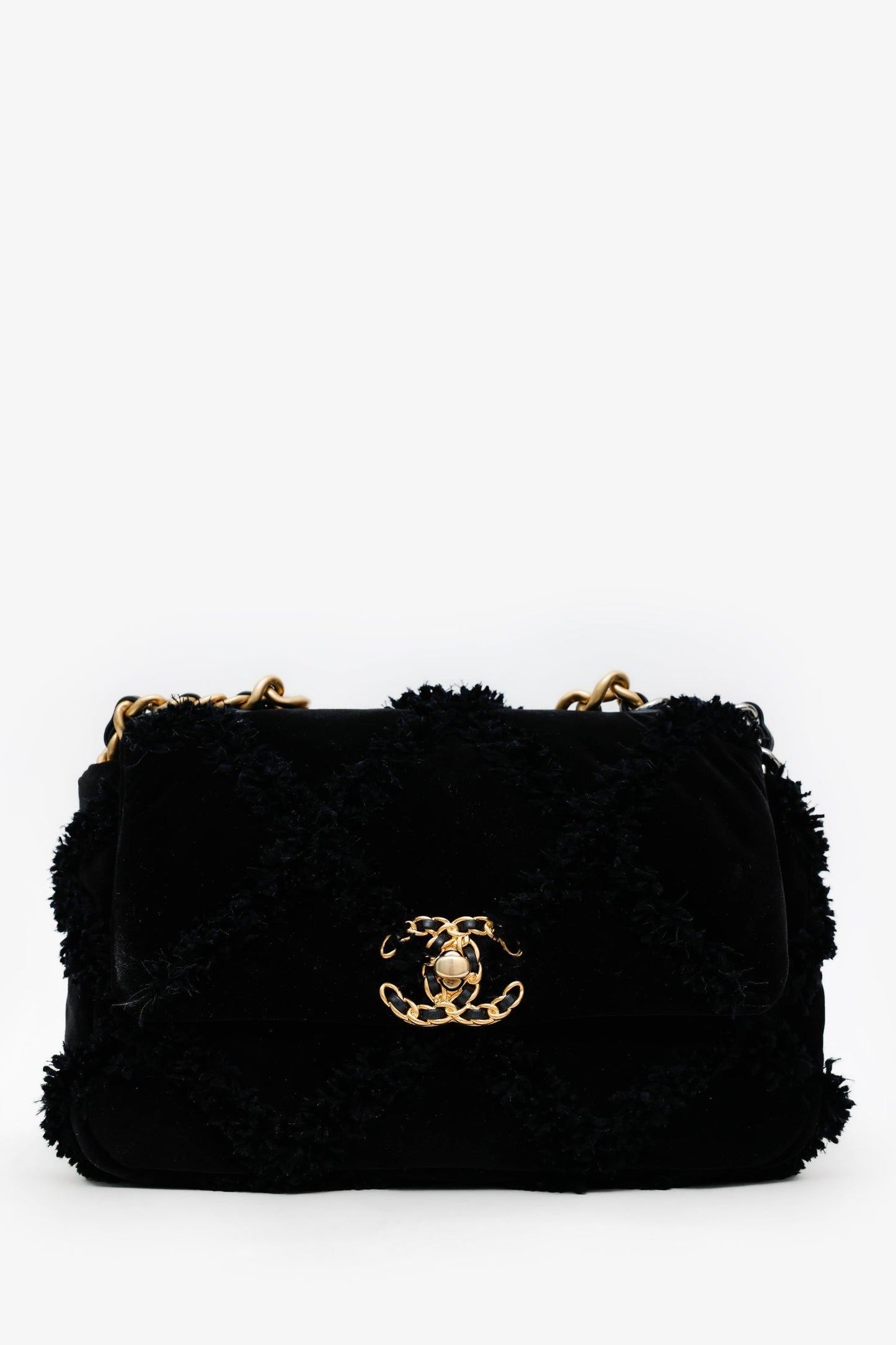 Chanel™ Black Quilted Velvet Small 19 Flap Bag