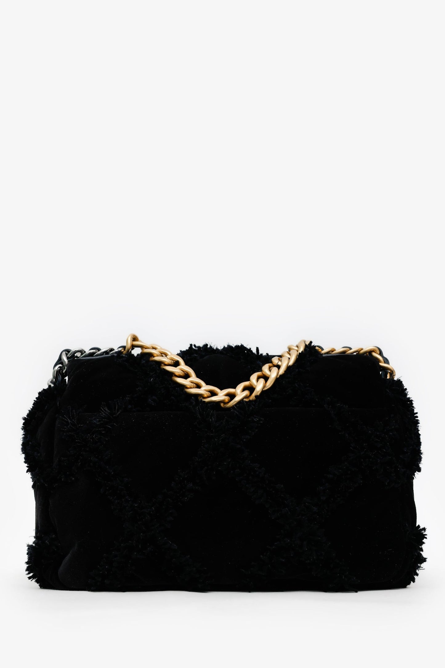Chanel™ Black Quilted Velvet Small 19 Flap Bag