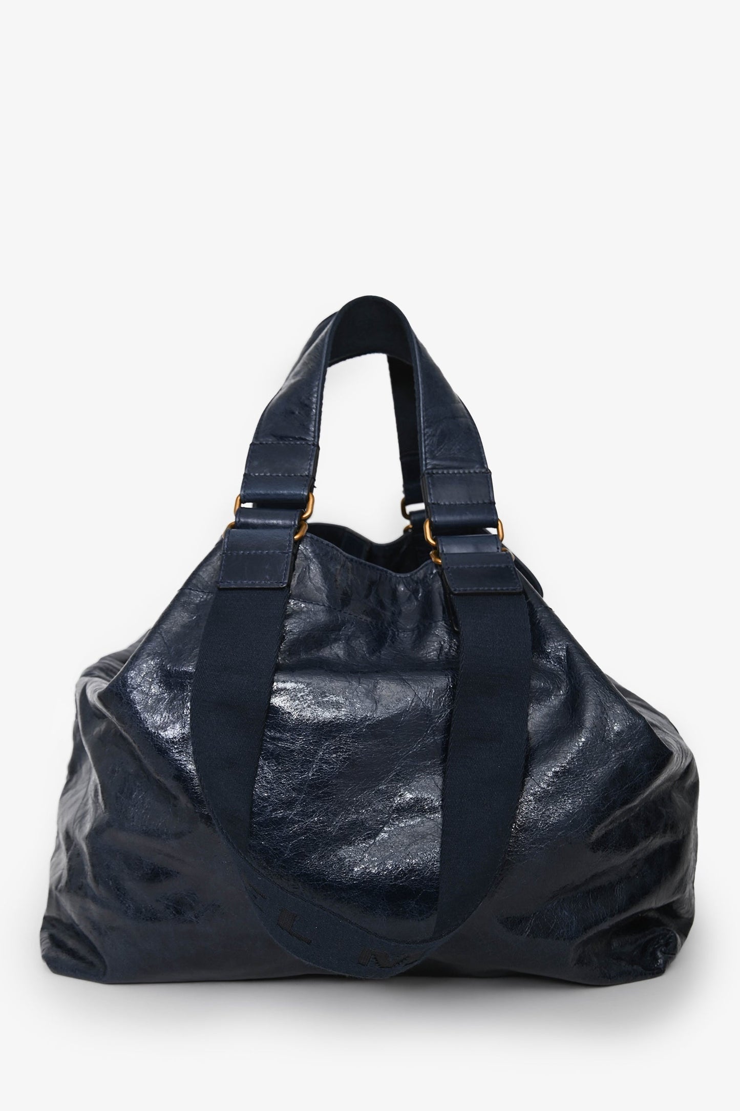 Isabel Marant Navy Leather 'Wardy' Logo Tote Bag