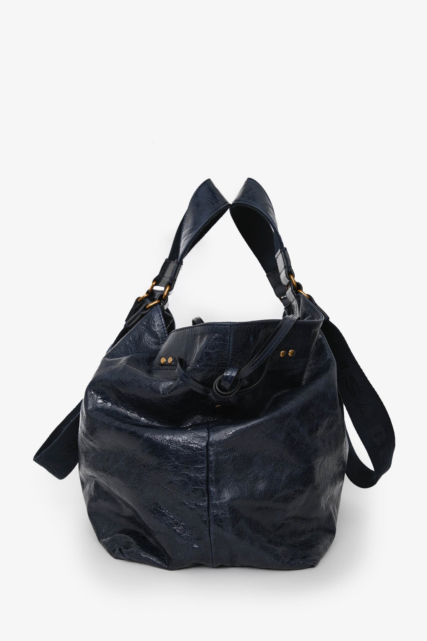 Isabel Marant Navy Leather 'Wardy' Logo Tote Bag