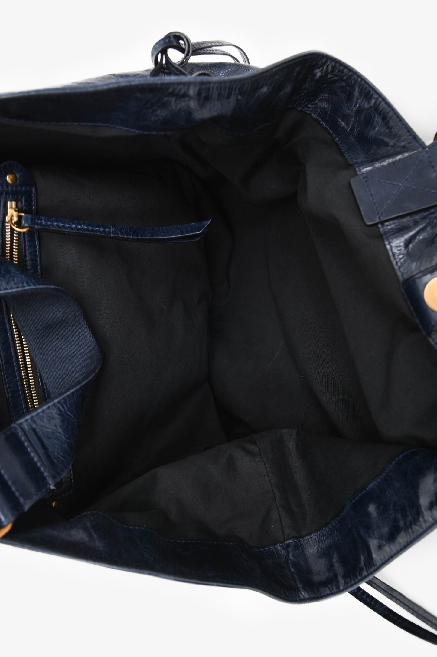 Isabel Marant Navy Leather 'Wardy' Logo Tote Bag