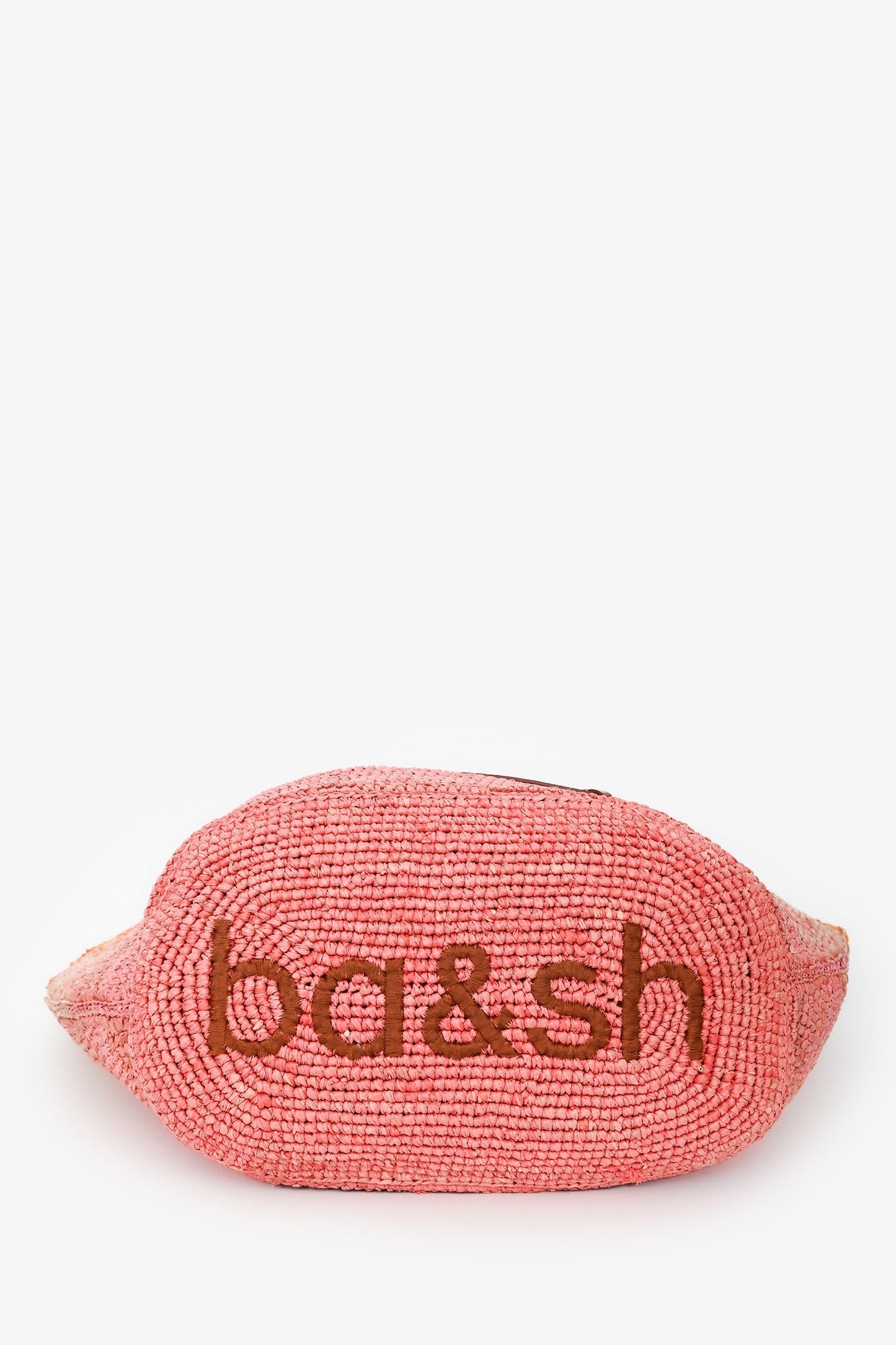 Ba&sh Pink/Orange Raffia/Leather 'Ara' Logo Tote Bag