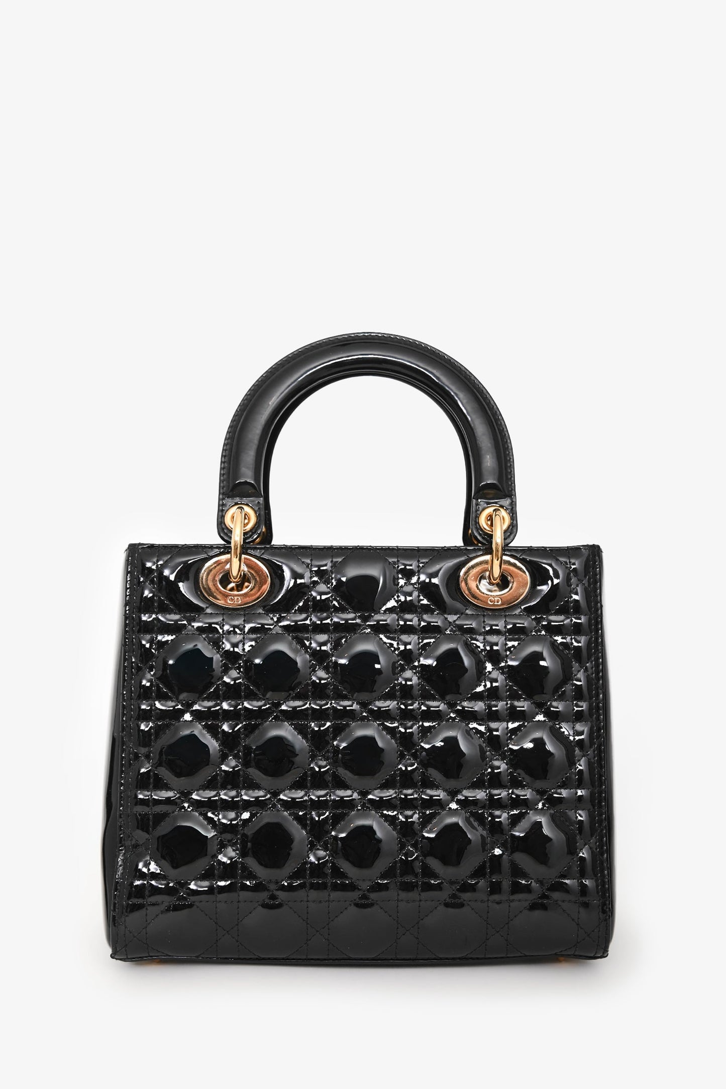 Christian Dior 2019 Black Patent Medium Lady Dior Top Handle