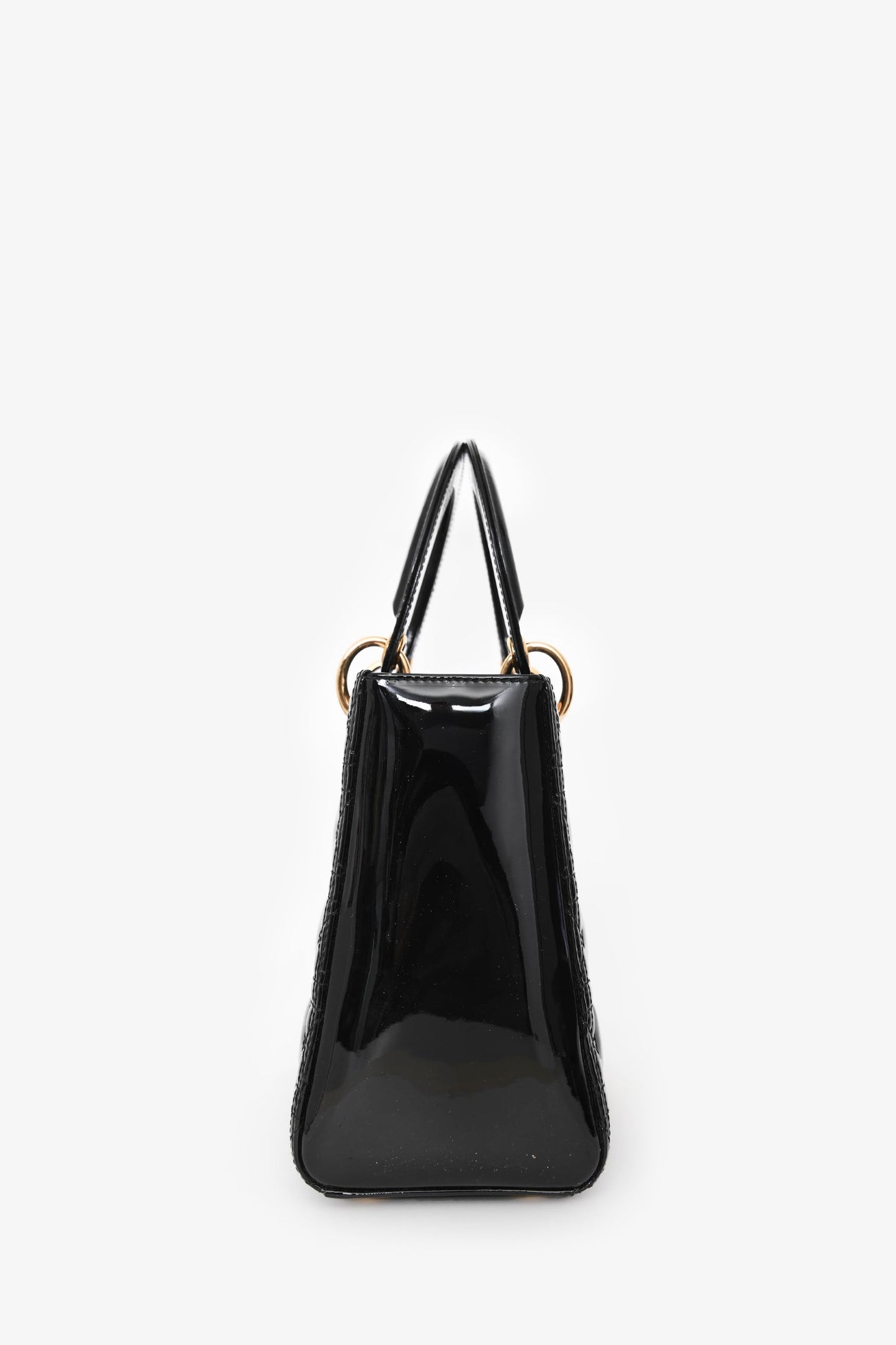 Christian Dior 2019 Black Patent Medium Lady Dior Top Handle