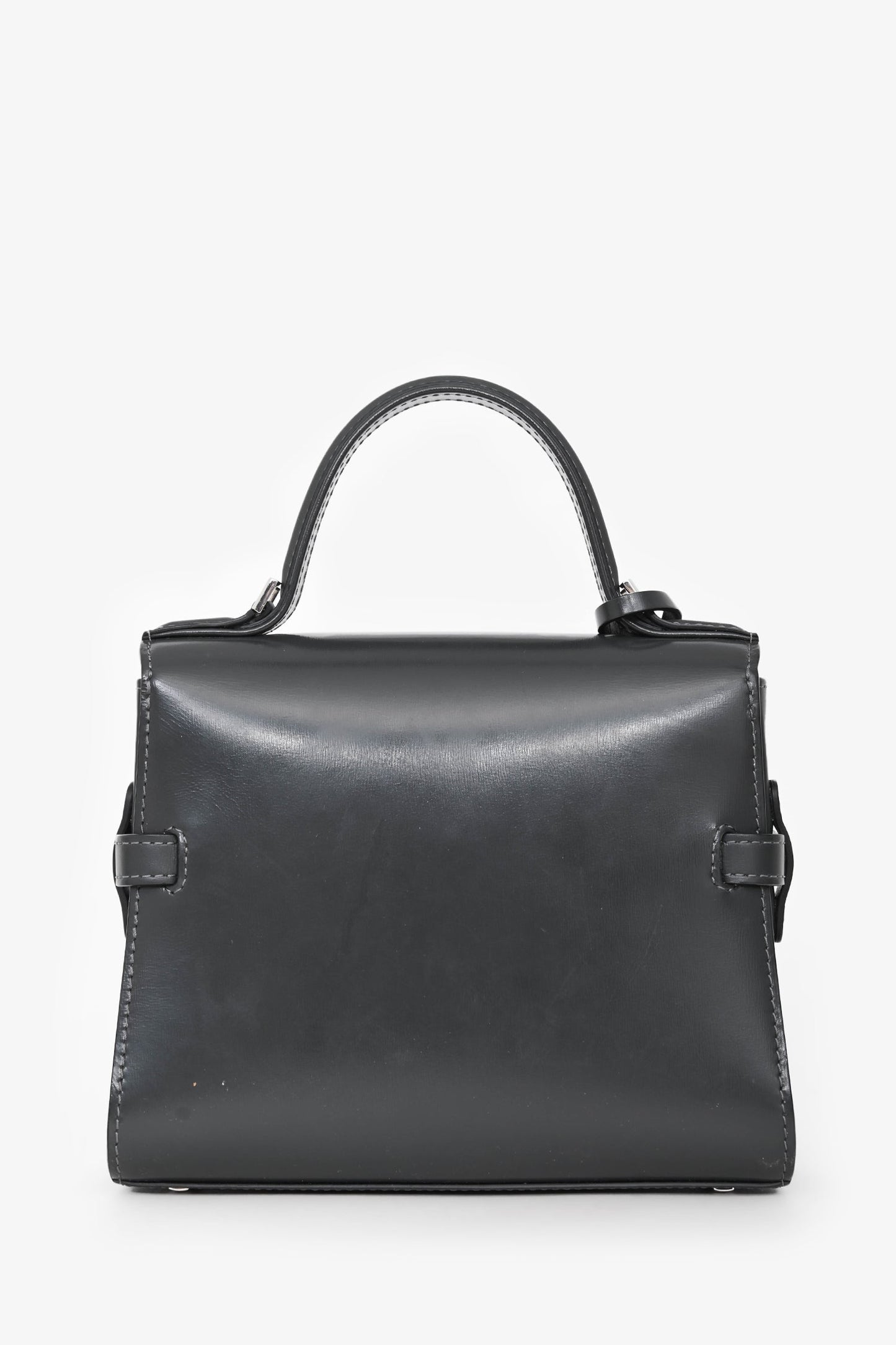 Delvaux Grey Leather Tempête Crush PM Top Handle