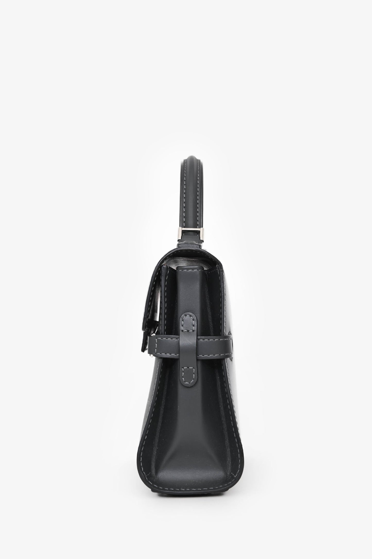 Delvaux Grey Leather Tempête Crush PM Top Handle