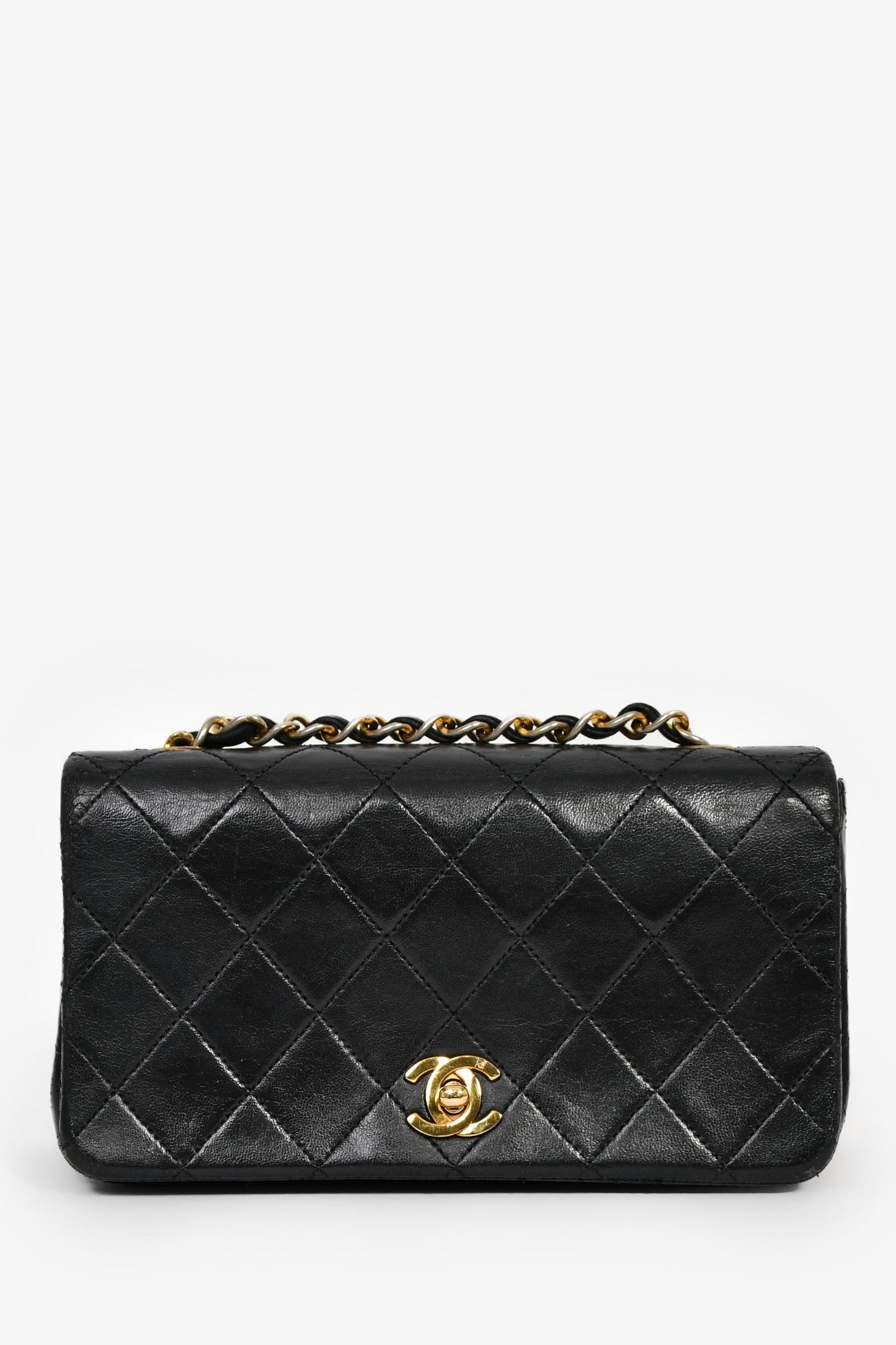 Chanel™ 1989-91 Black Quilted Lambskin Mini Rectangular Full Flap Bag