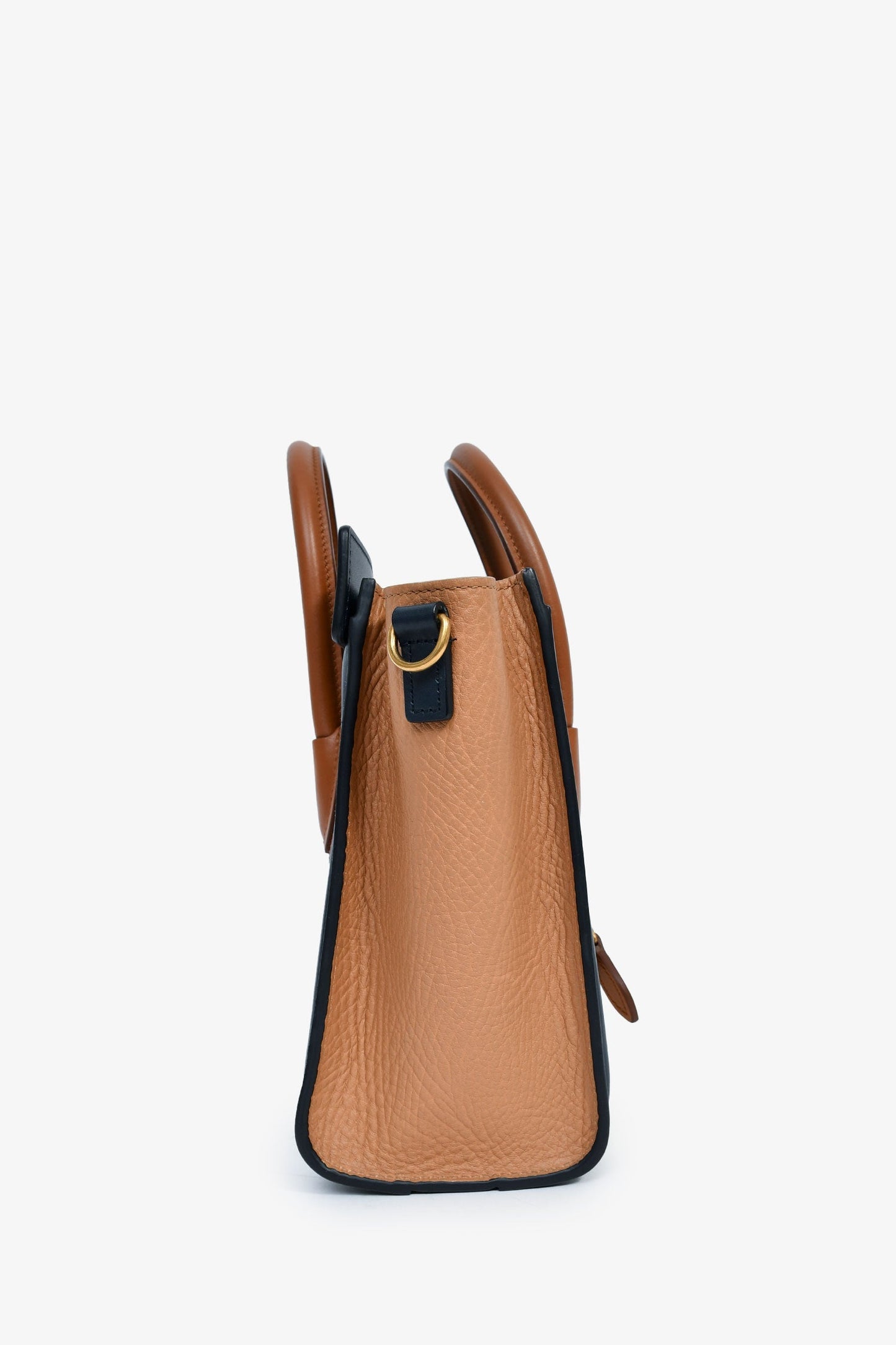 Celine 2015 Cream/Brown/Navy Blue Leather Tricolour Nano Luggage Tote