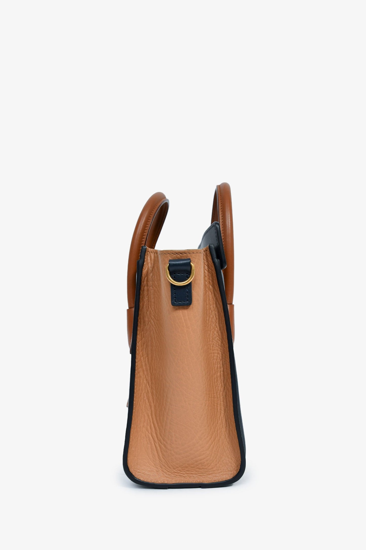 Celine 2015 Cream/Brown/Navy Blue Leather Tricolour Nano Luggage Tote