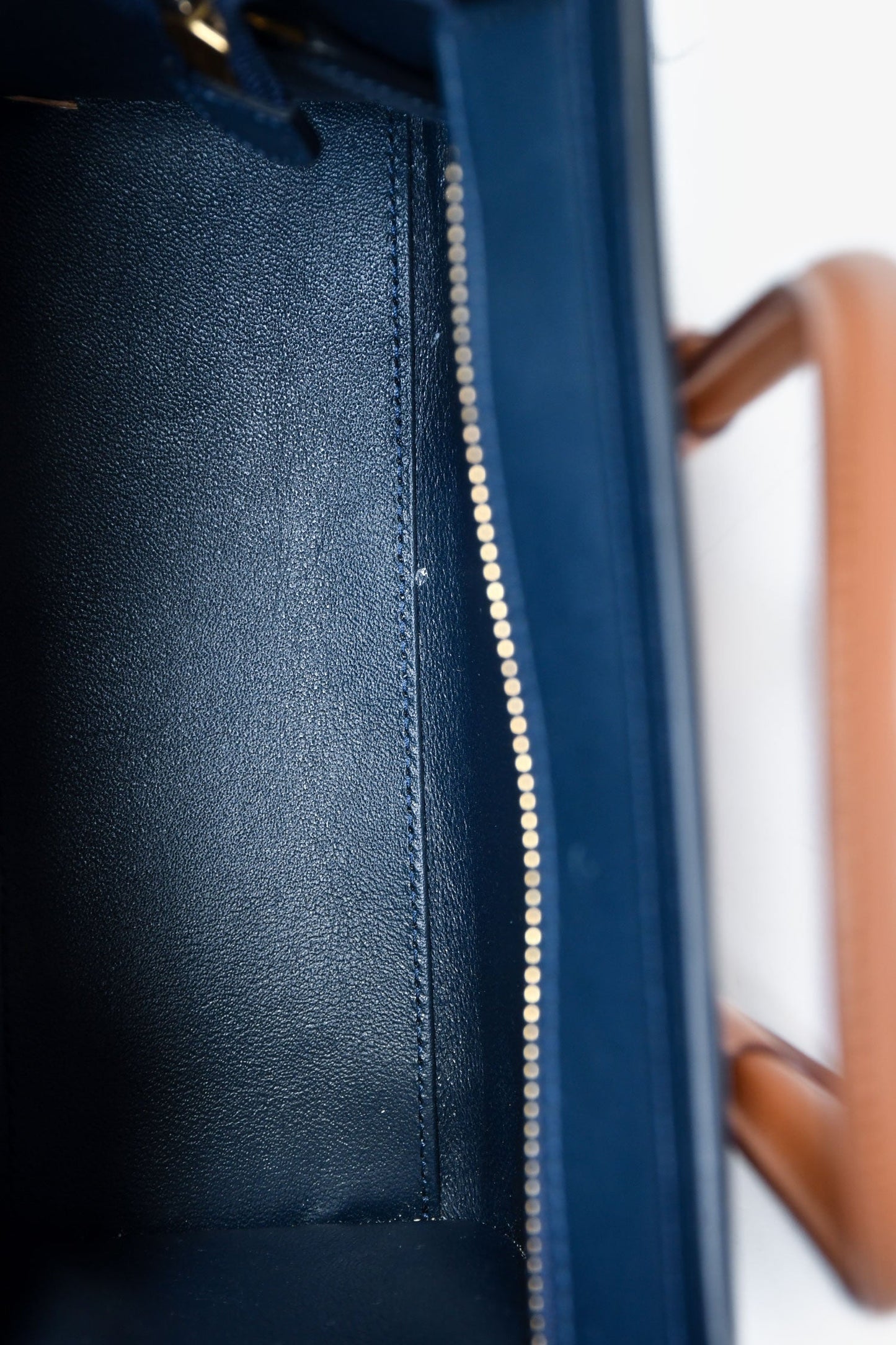 Celine 2015 Cream/Brown/Navy Blue Leather Tricolour Nano Luggage Tote