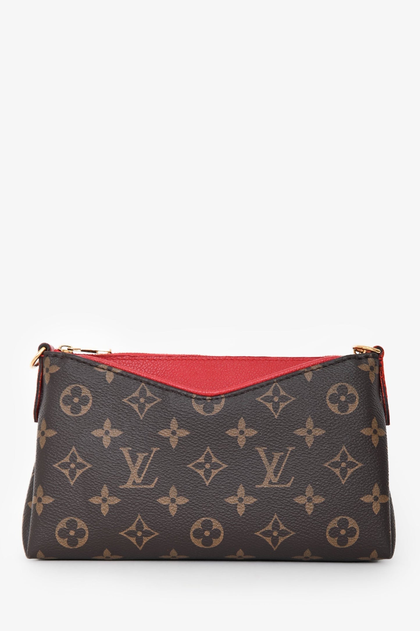 Louis Vuitton 2016 Red/Brown Monogram Pallas Clutch on Chain