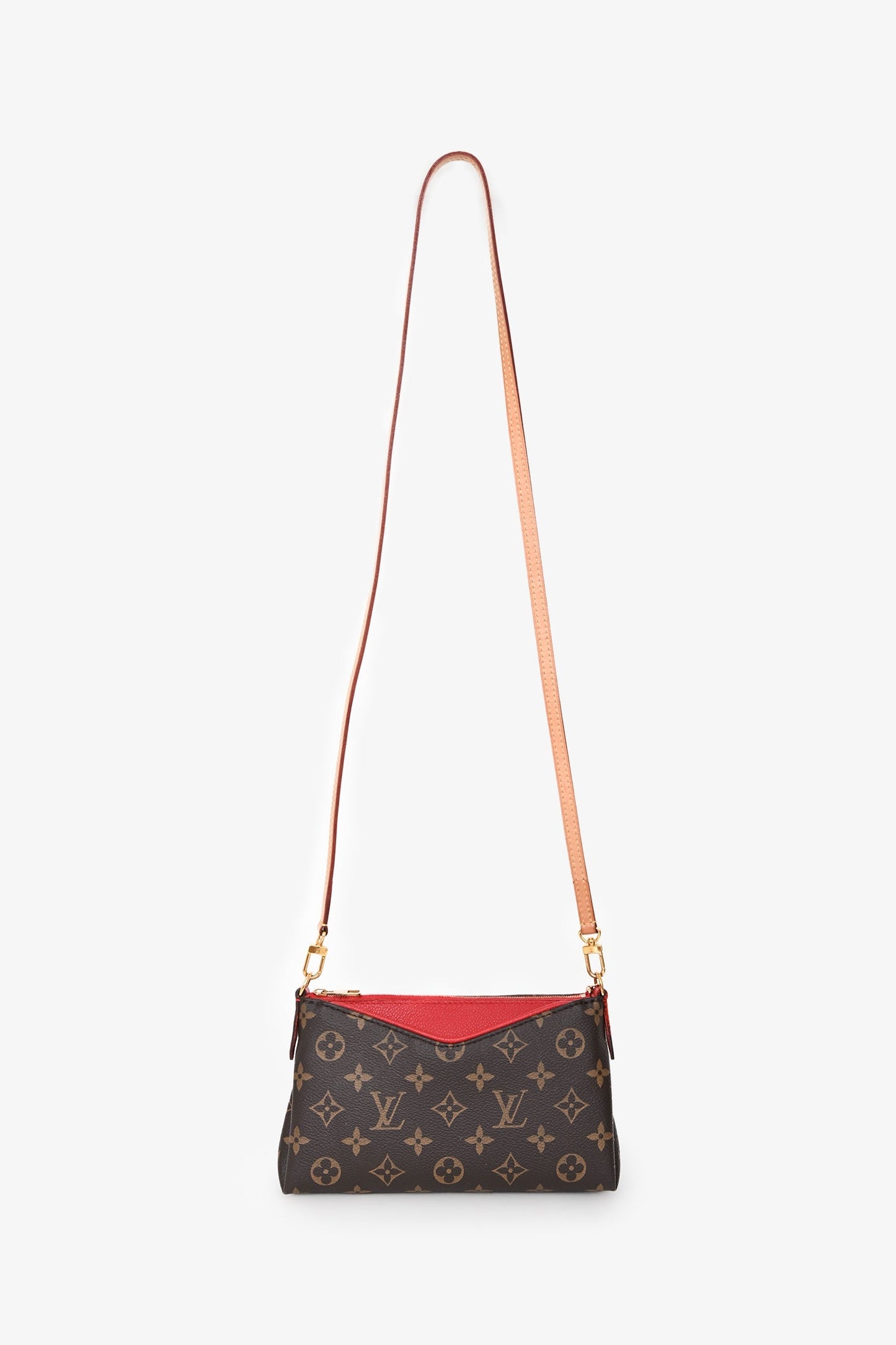 Louis Vuitton 2016 Red/Brown Monogram Pallas Clutch on Chain