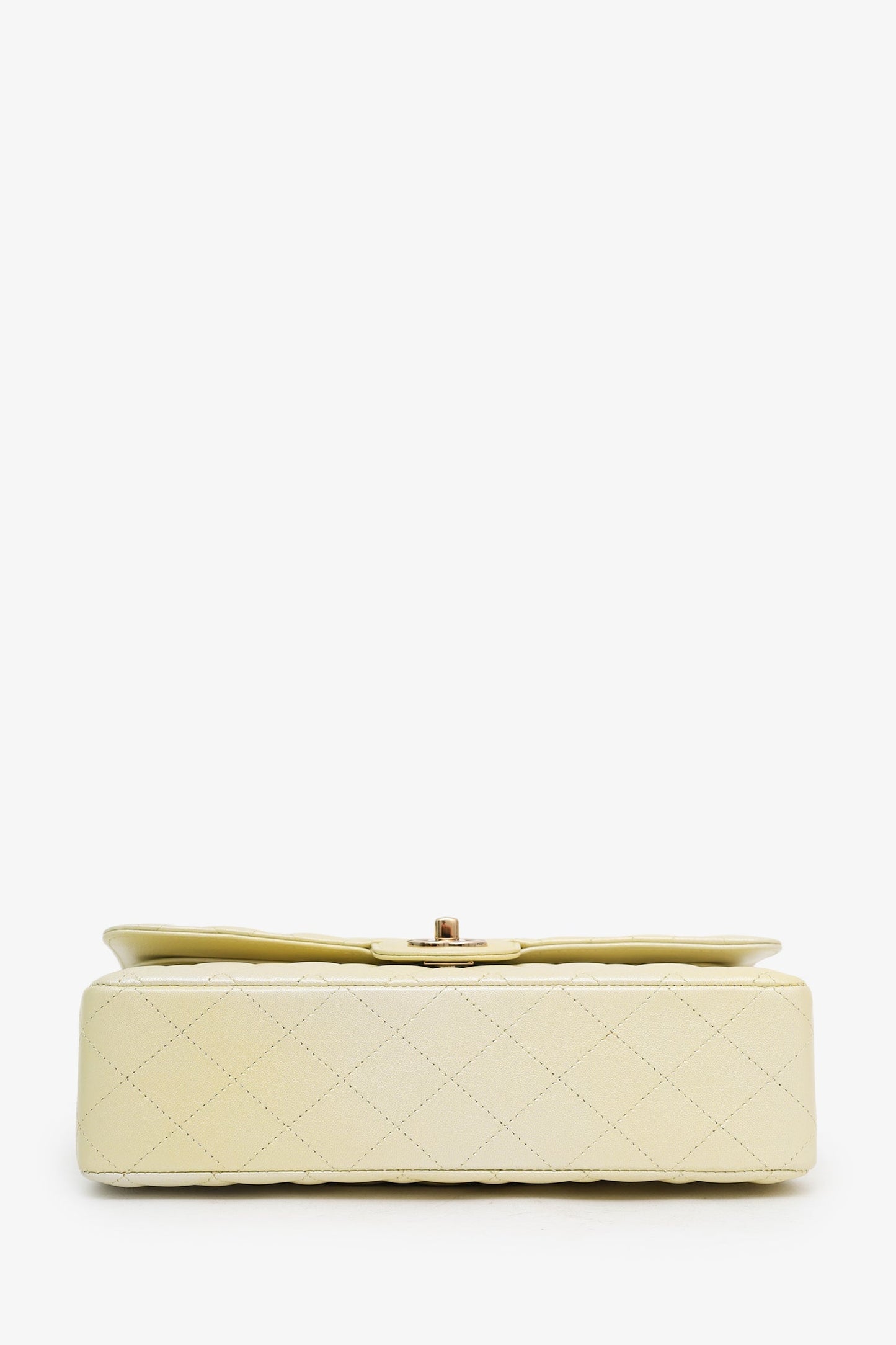 Chanel™ 22P Iridescent Yellow Quilted Leather Medium Double Flap Bag