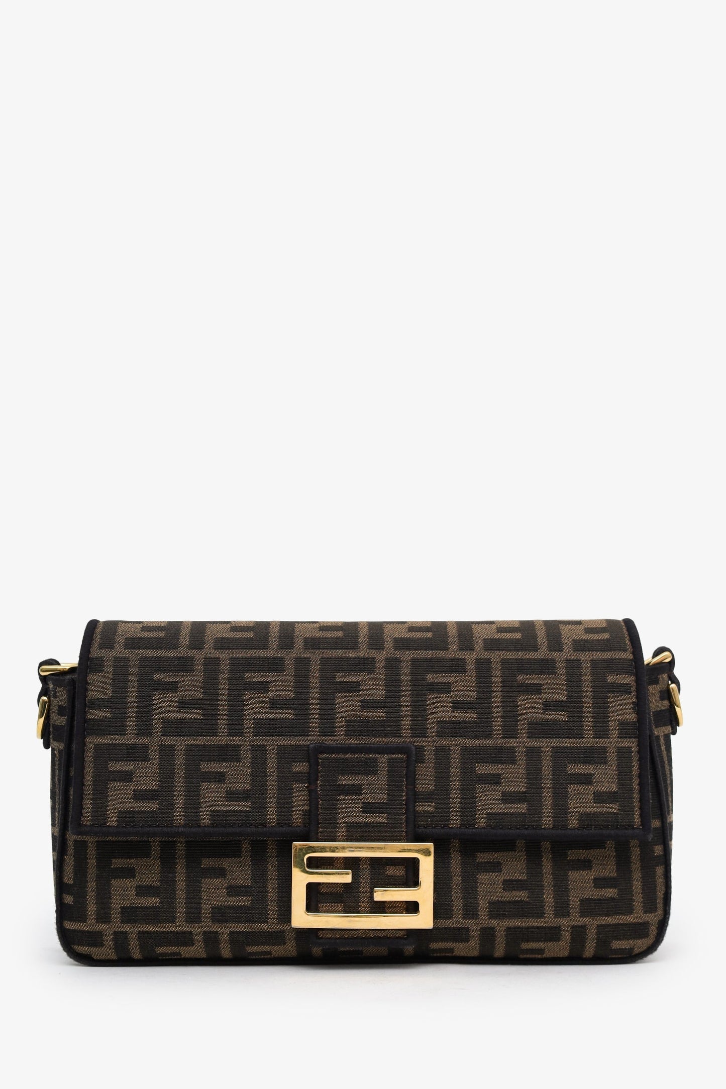 Fendi Brown Zucca Jacquard FF 1974 Medium Baguette Crossbody