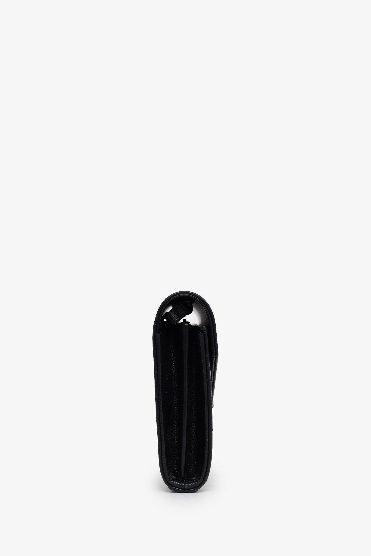 Saint Laurent Black Chevron Leather Envelope Wallet On Chain