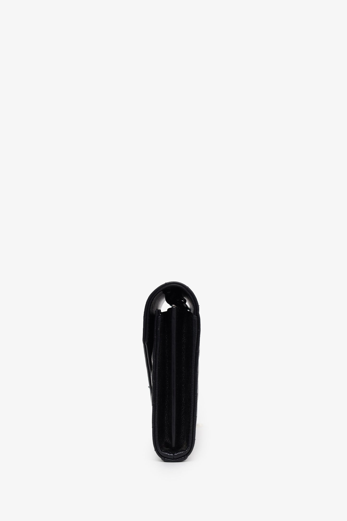 Saint Laurent Black Chevron Leather Envelope Wallet On Chain