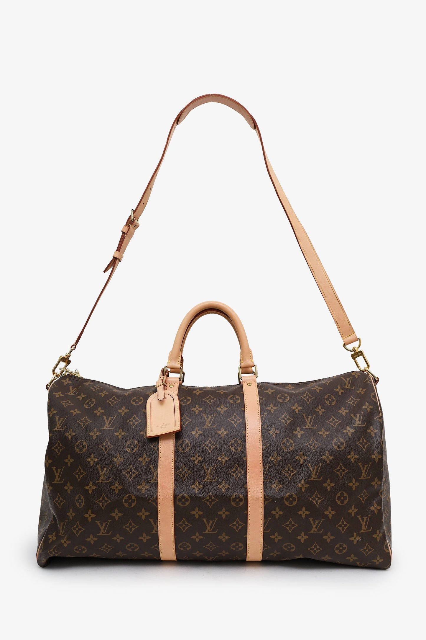 Louis Vuitton Monogram Canvas/Leather Keepall Bandoulière 55 With Strap (Microchip)