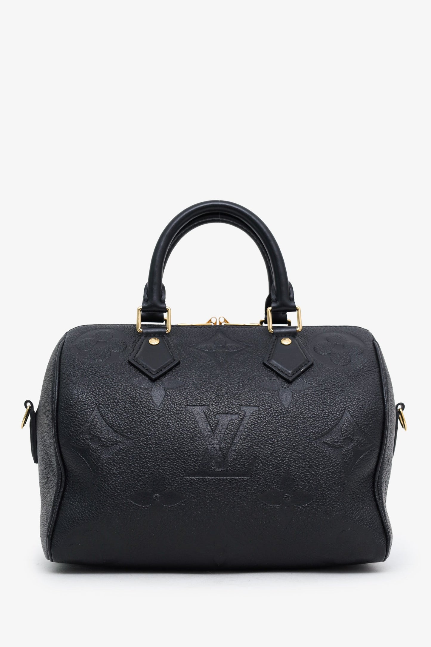 Louis Vuitton Black Monogram Giant Empreinte Leather Speedy 25 NM Bandouliere Bag With Strap
