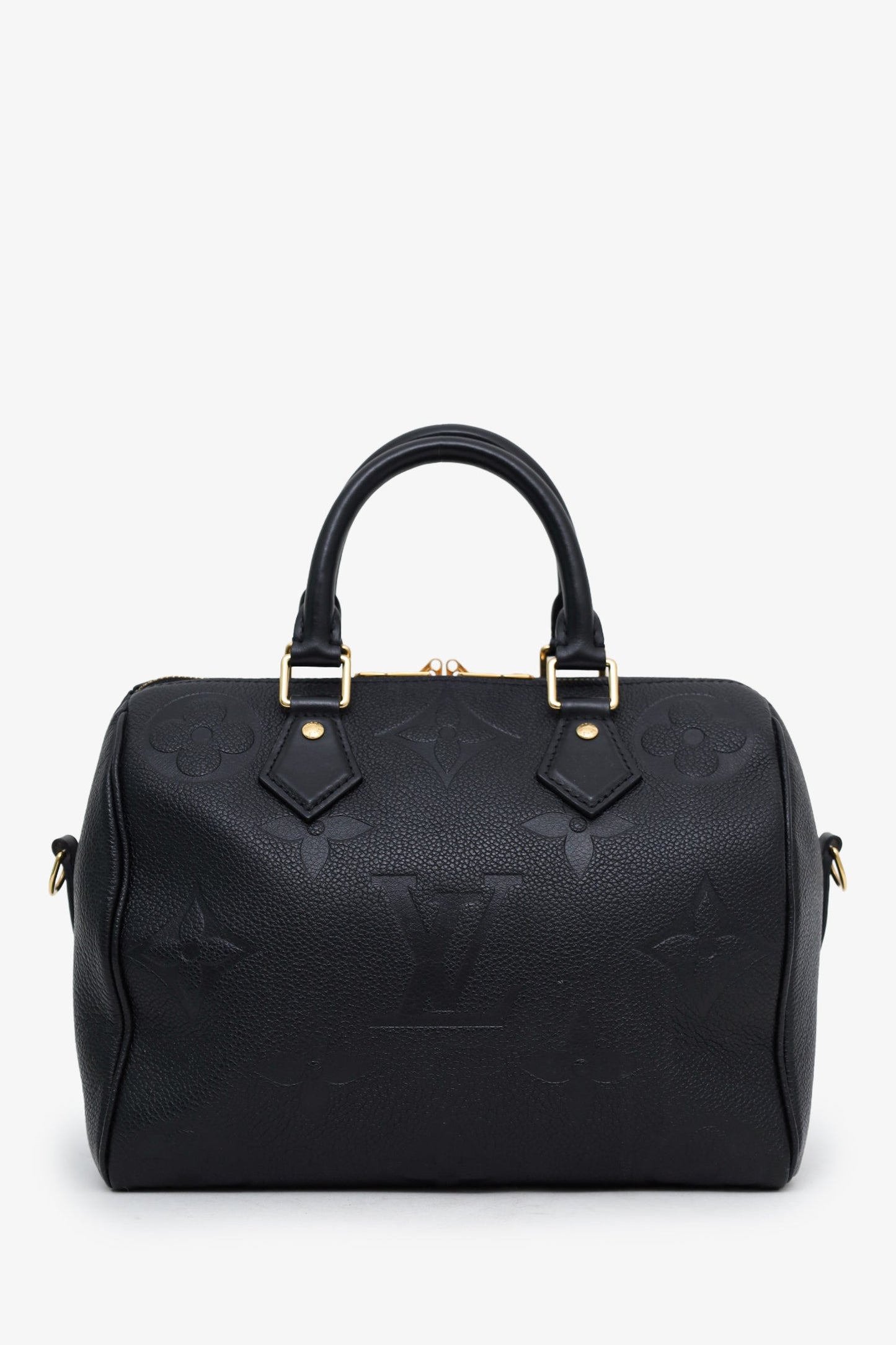 Louis Vuitton Black Monogram Giant Empreinte Leather Speedy 25 NM Bandouliere Bag With Strap