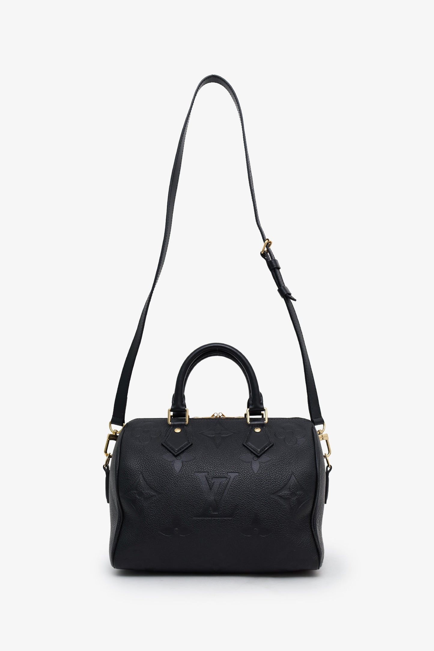 Louis Vuitton Black Monogram Giant Empreinte Leather Speedy 25 NM Bandouliere Bag With Strap
