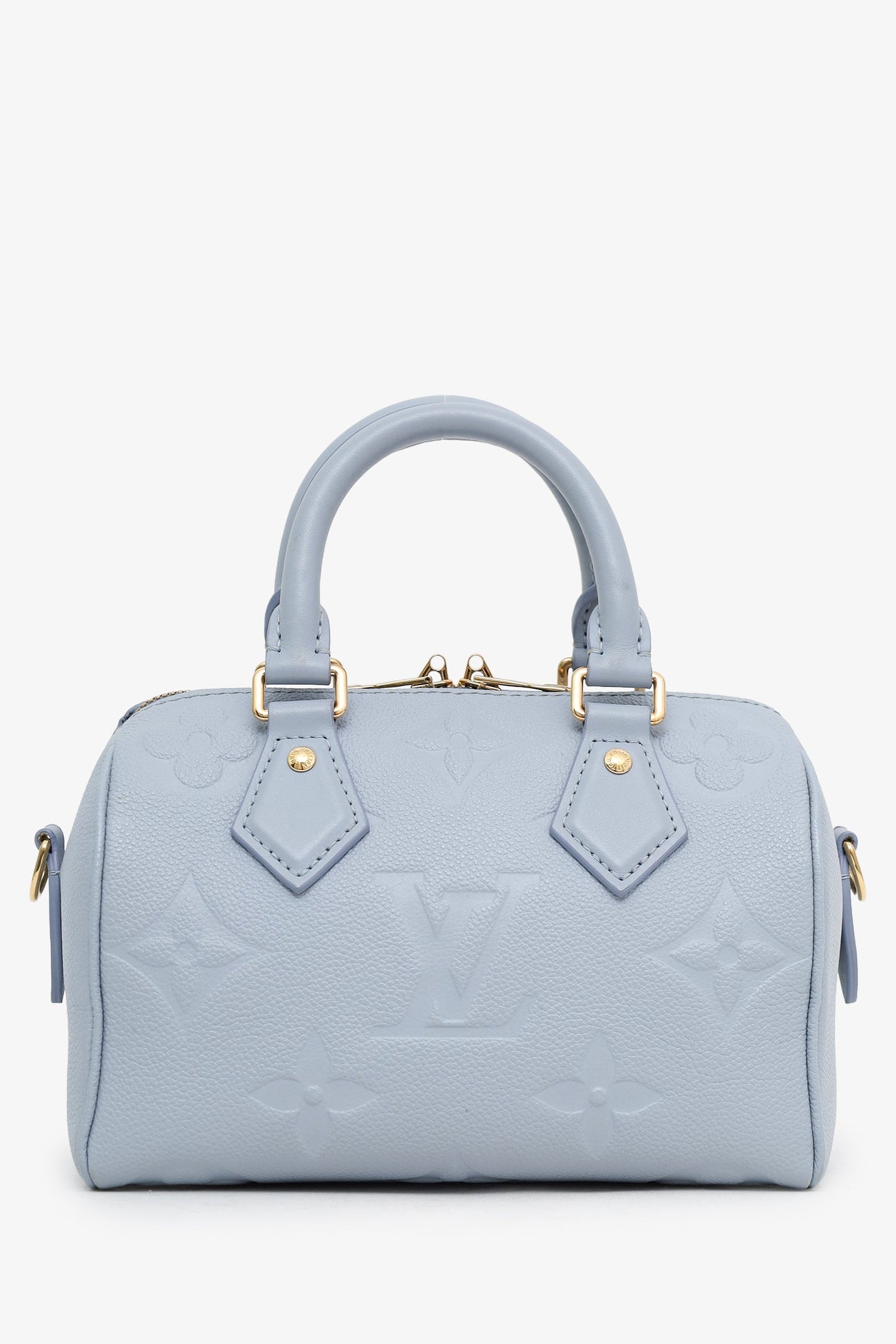 Louis Vuitton Blue Monogram Empreinte Leather Speedy Bandoulière 20 With Strap