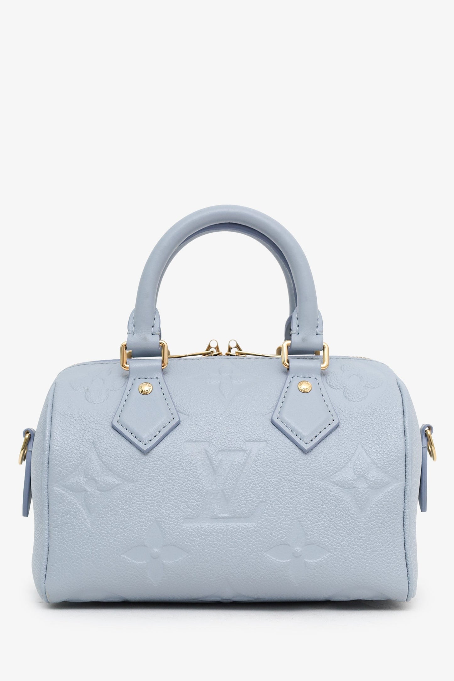 Louis Vuitton Blue Monogram Empreinte Leather Speedy Bandoulière 20 With Strap