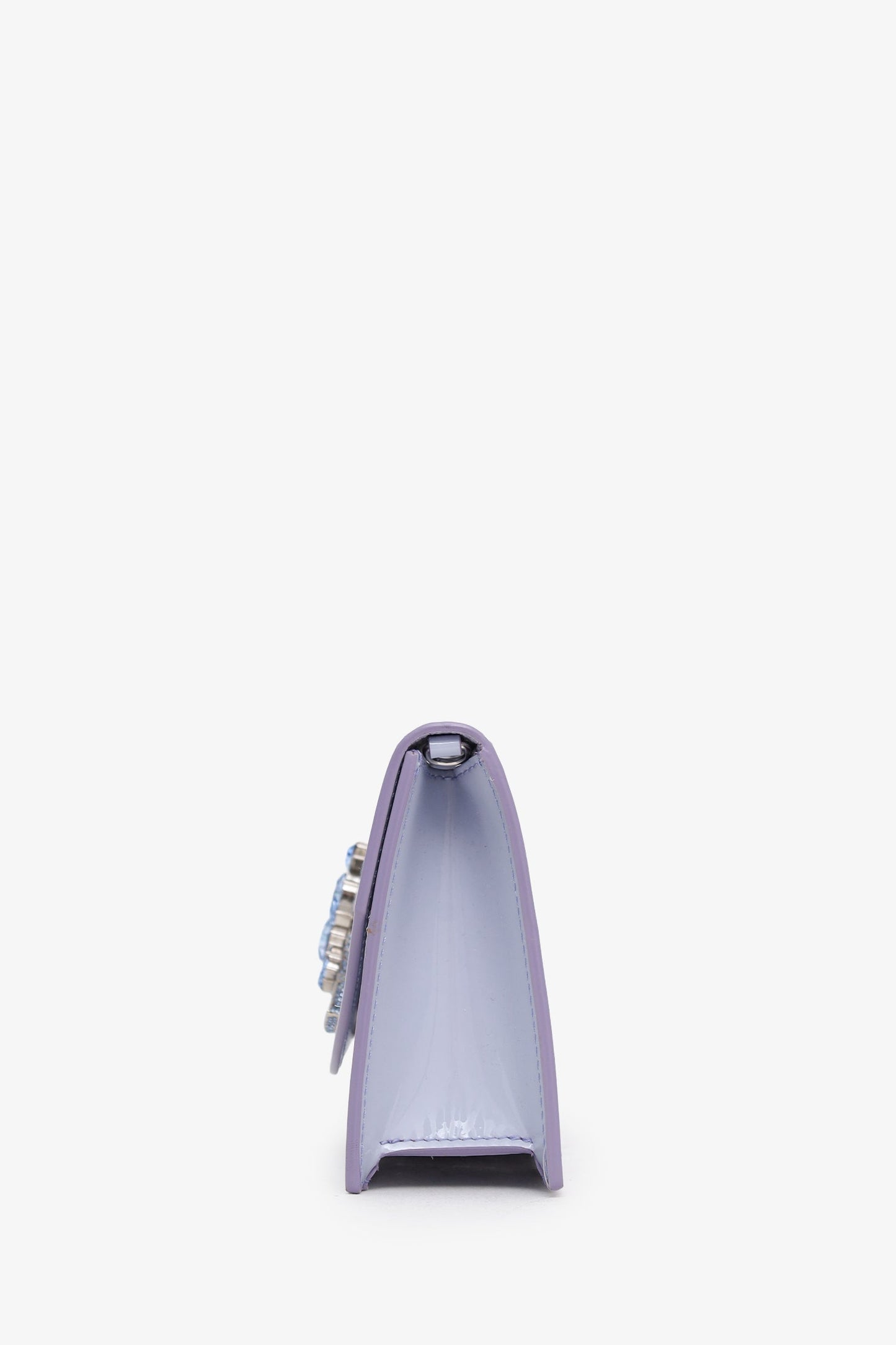 Christian Louboutin Purple Patent Leather Loubi54 Strass Logo Clutch With Chain