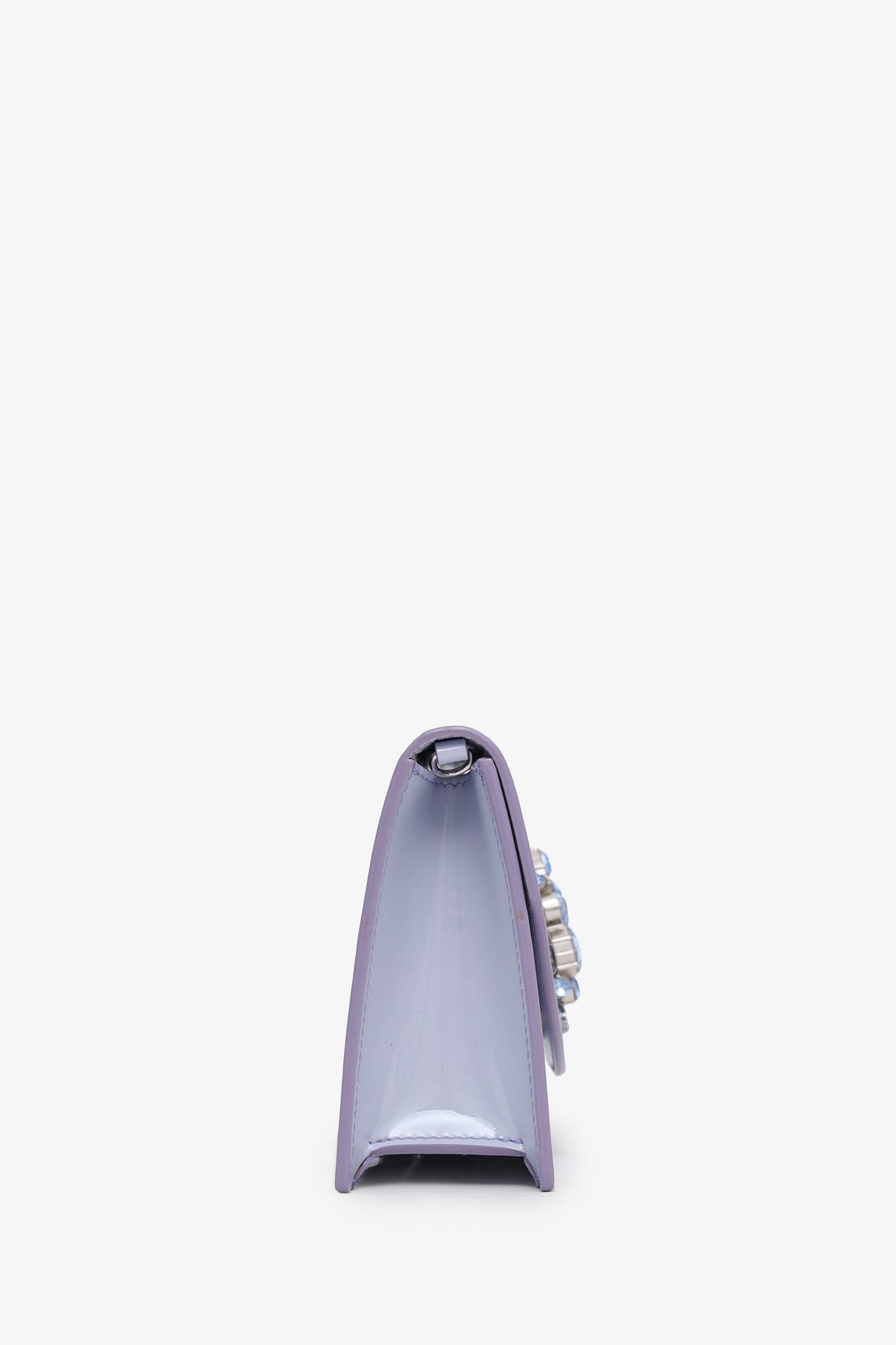 Christian Louboutin Purple Patent Leather Loubi54 Strass Logo Clutch With Chain