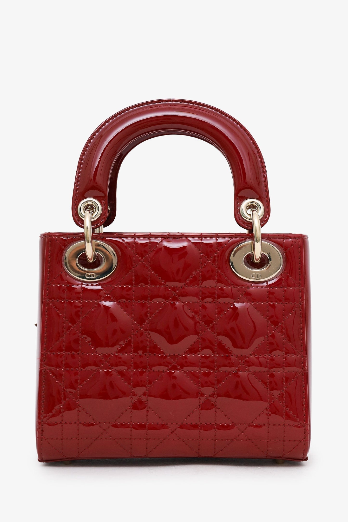 Christian Dior 2023 Red Patent Cannage Leather Mini Lady Dior