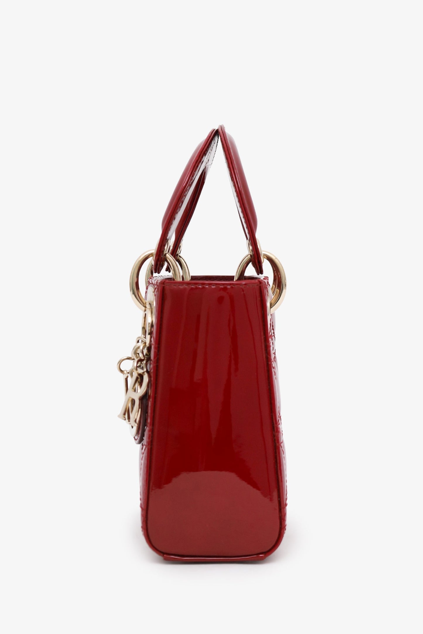 Christian Dior 2023 Red Patent Cannage Leather Mini Lady Dior