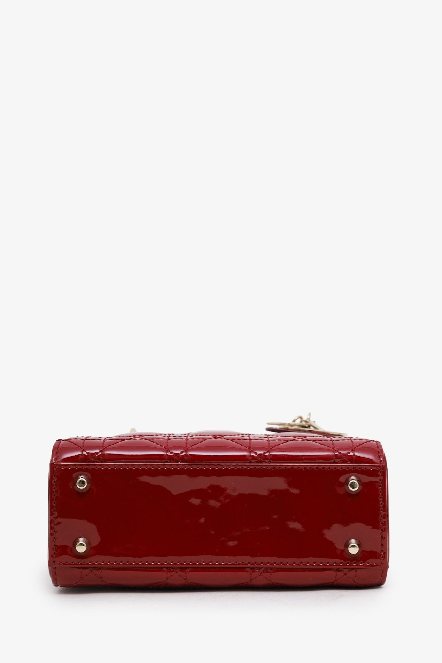 Christian Dior 2023 Red Patent Cannage Leather Mini Lady Dior