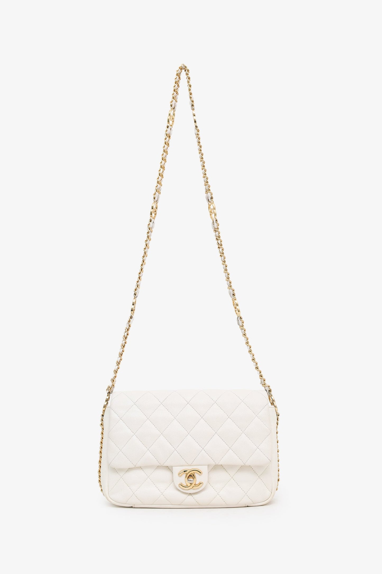 Chanel™ 2022 White Caviar Quilted Leather Small CC You Flap Bag