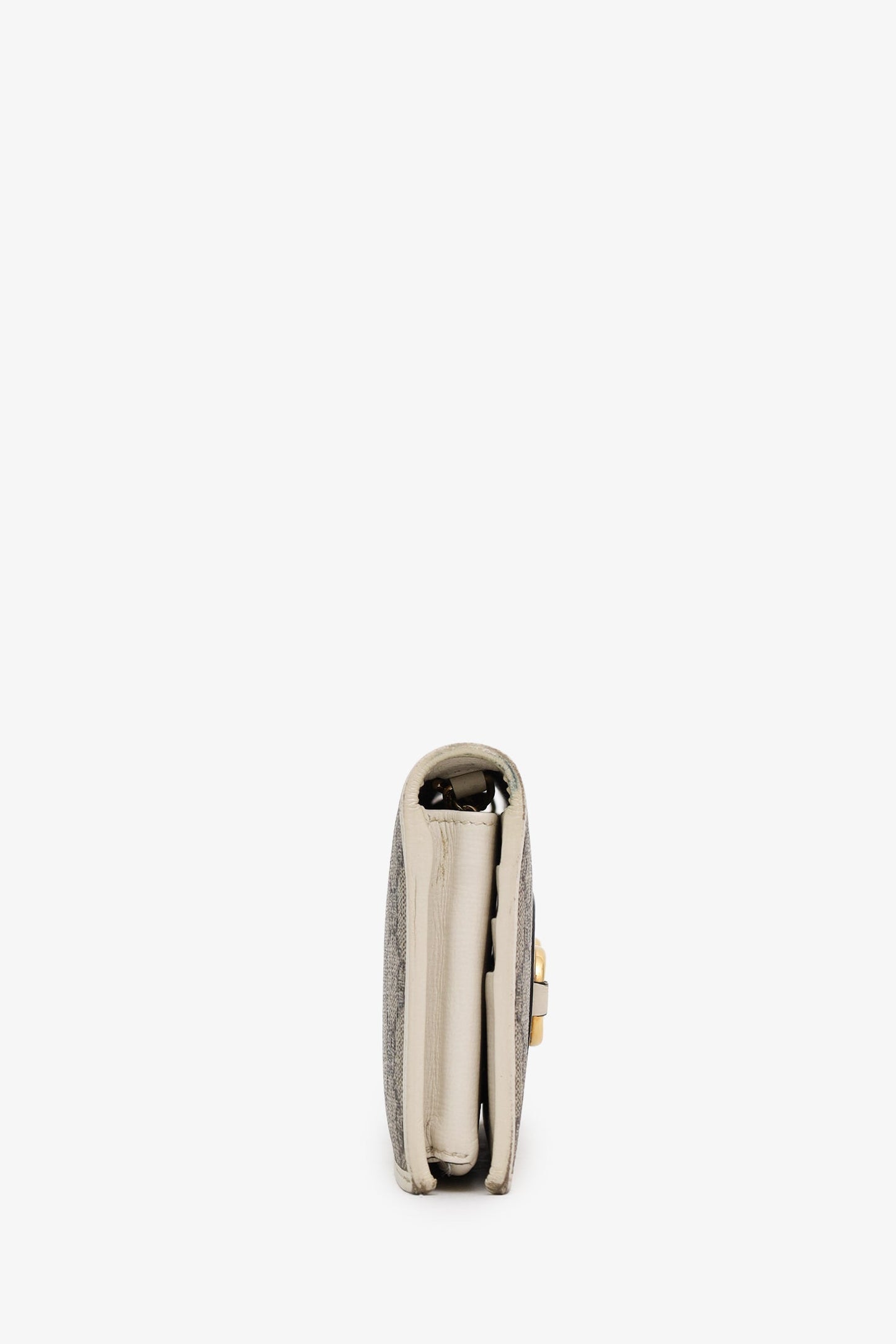 Gucci White Canvas/Leather Horsebit 1955 Wallet On Chain