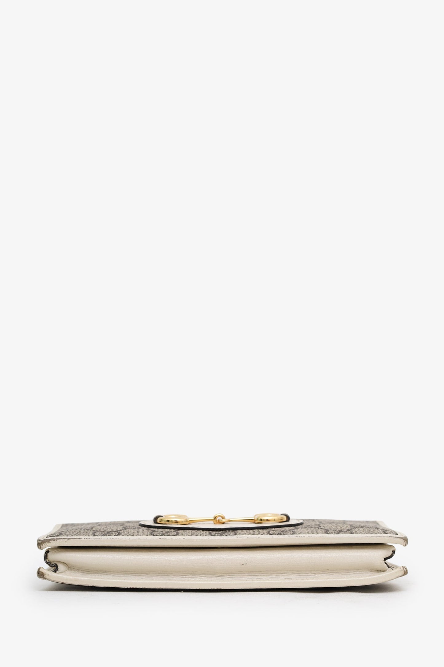Gucci White Canvas/Leather Horsebit 1955 Wallet On Chain