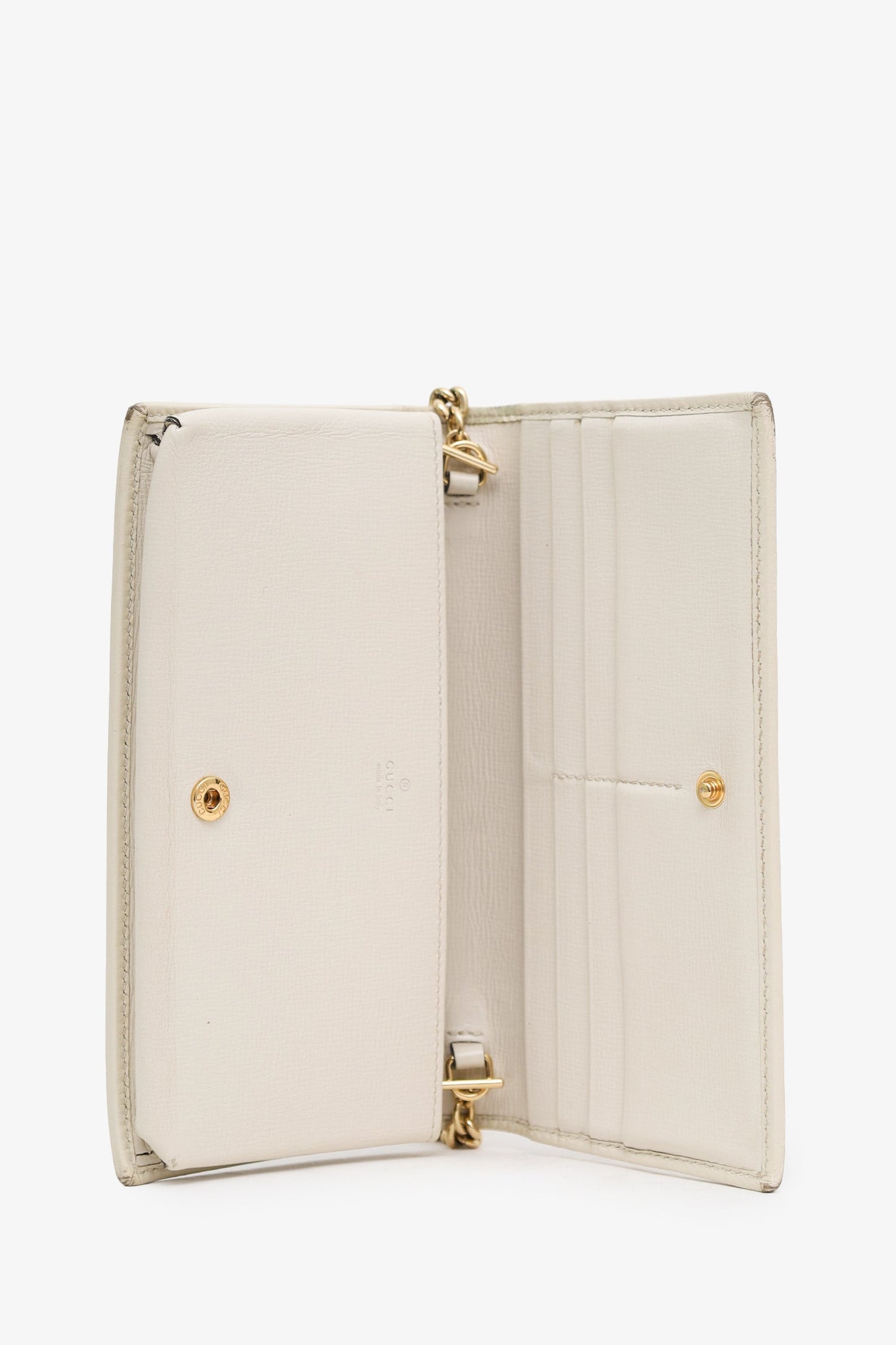 Gucci White Canvas/Leather Horsebit 1955 Wallet On Chain