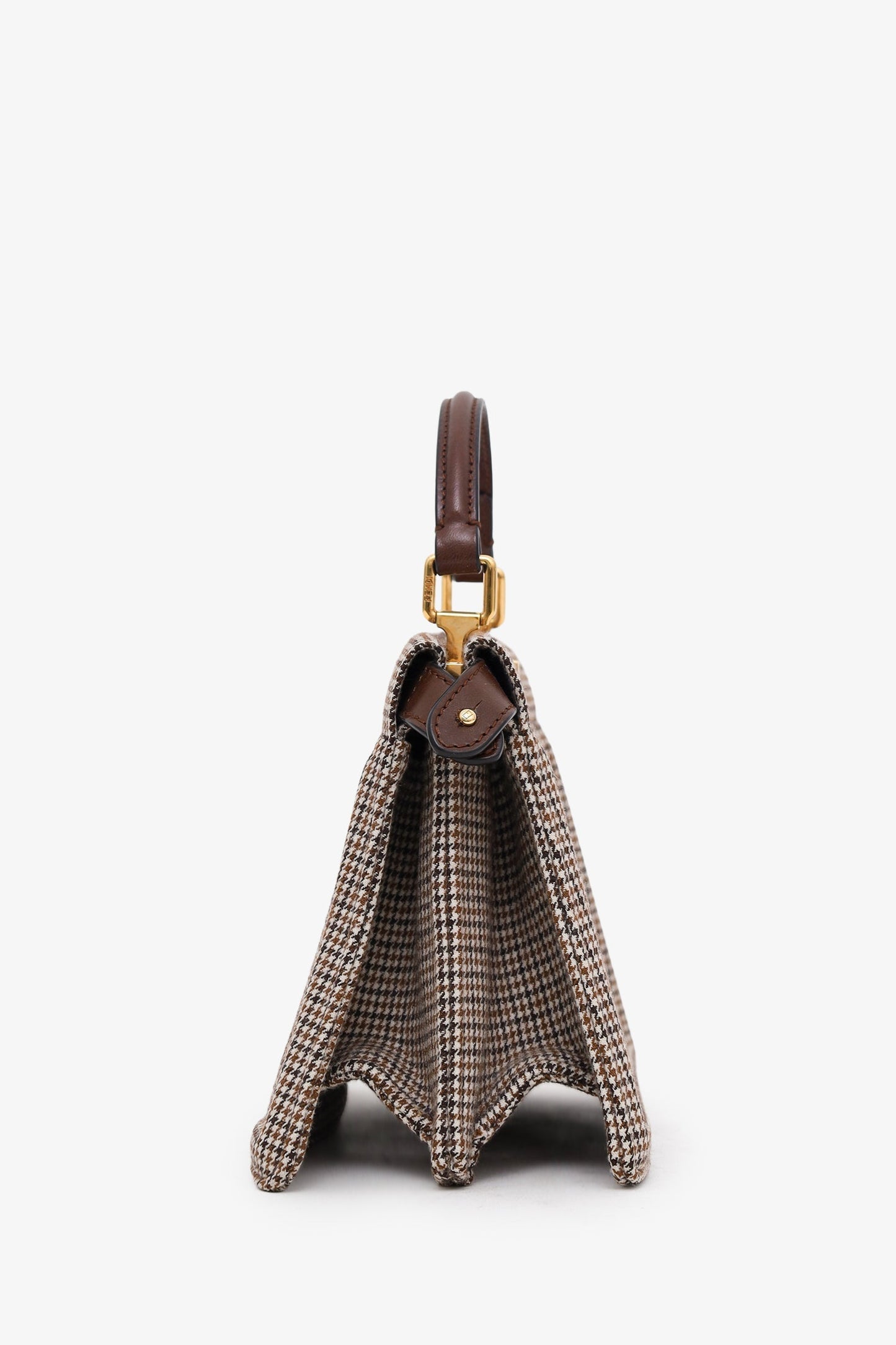 Fendi Brown Wool Houndstooth Peekaboo IseeU Petite Handbag