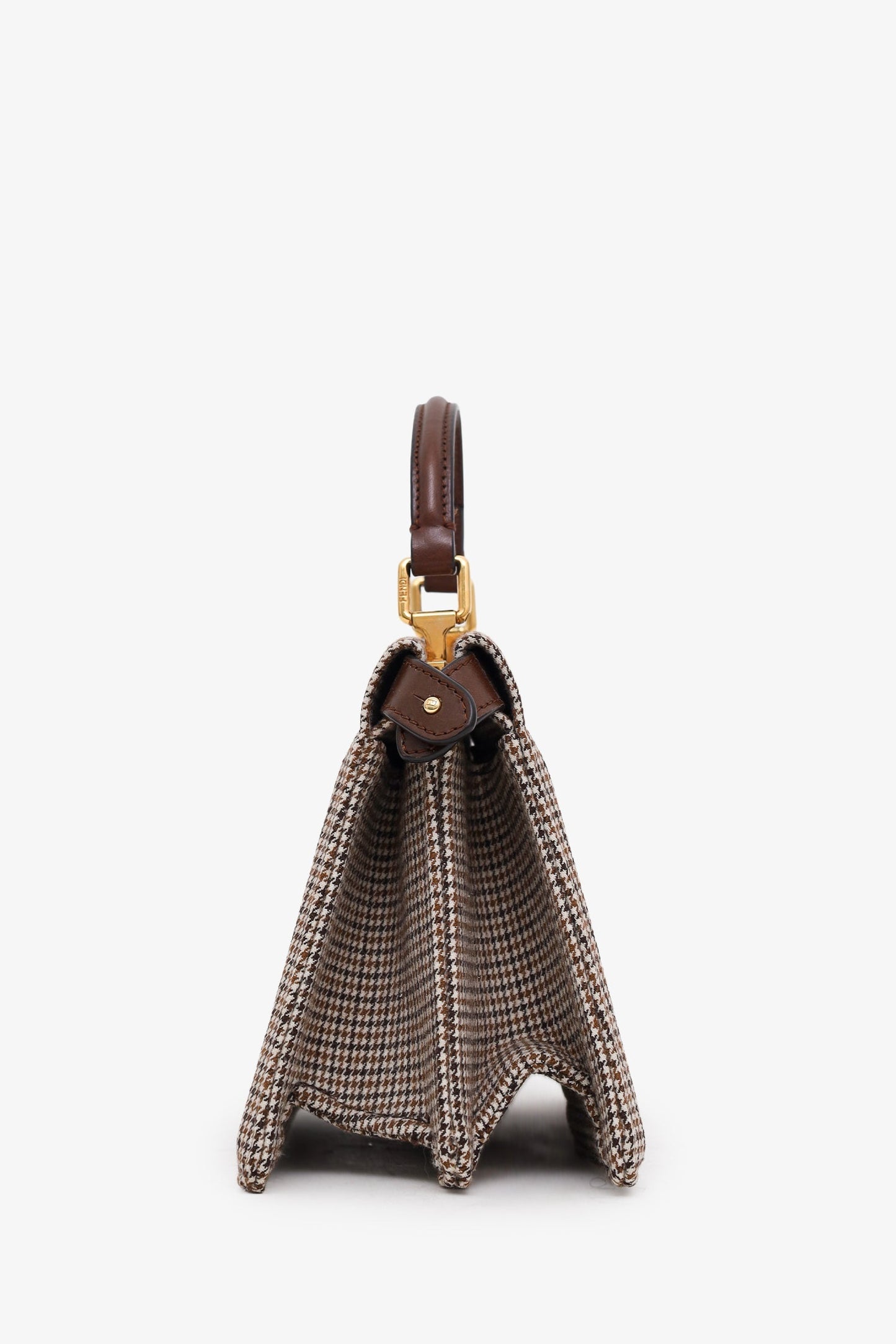 Fendi Brown Wool Houndstooth Peekaboo IseeU Petite Handbag